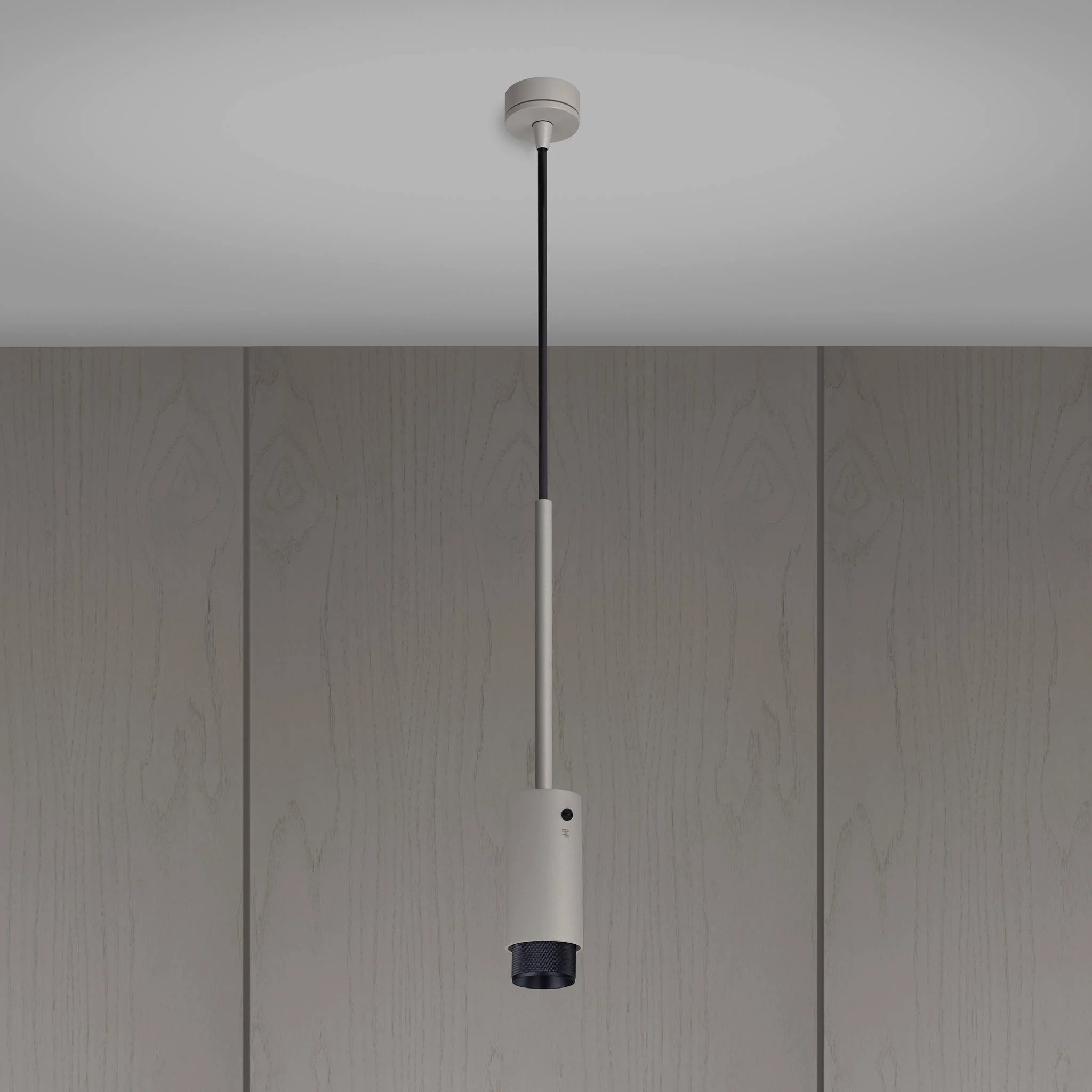 EXHAUST PENDANT Lampu Sorot Gantung dengan Baffle Cross Knurl dalam Warna Stone