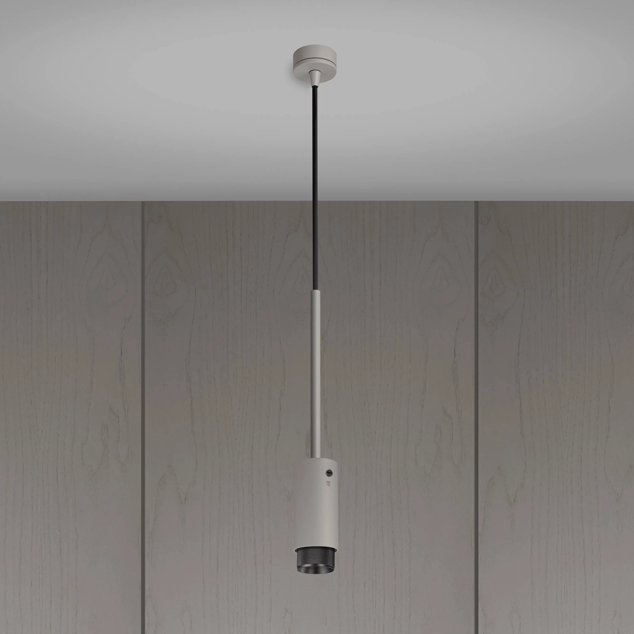 EXHAUST PENDANT Lampu Sorot Gantung dengan Baffle Cross Knurl dalam Warna Stone