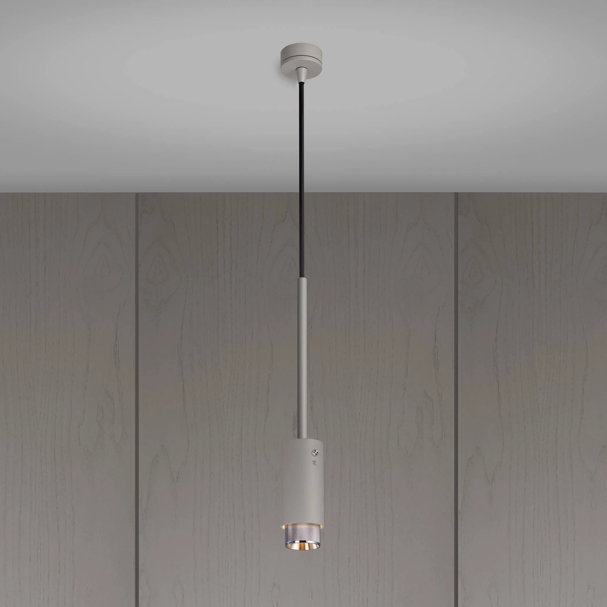 EXHAUST PENDANT Lampu Sorot Gantung dengan Baffle Cross Knurl dalam Warna Stone