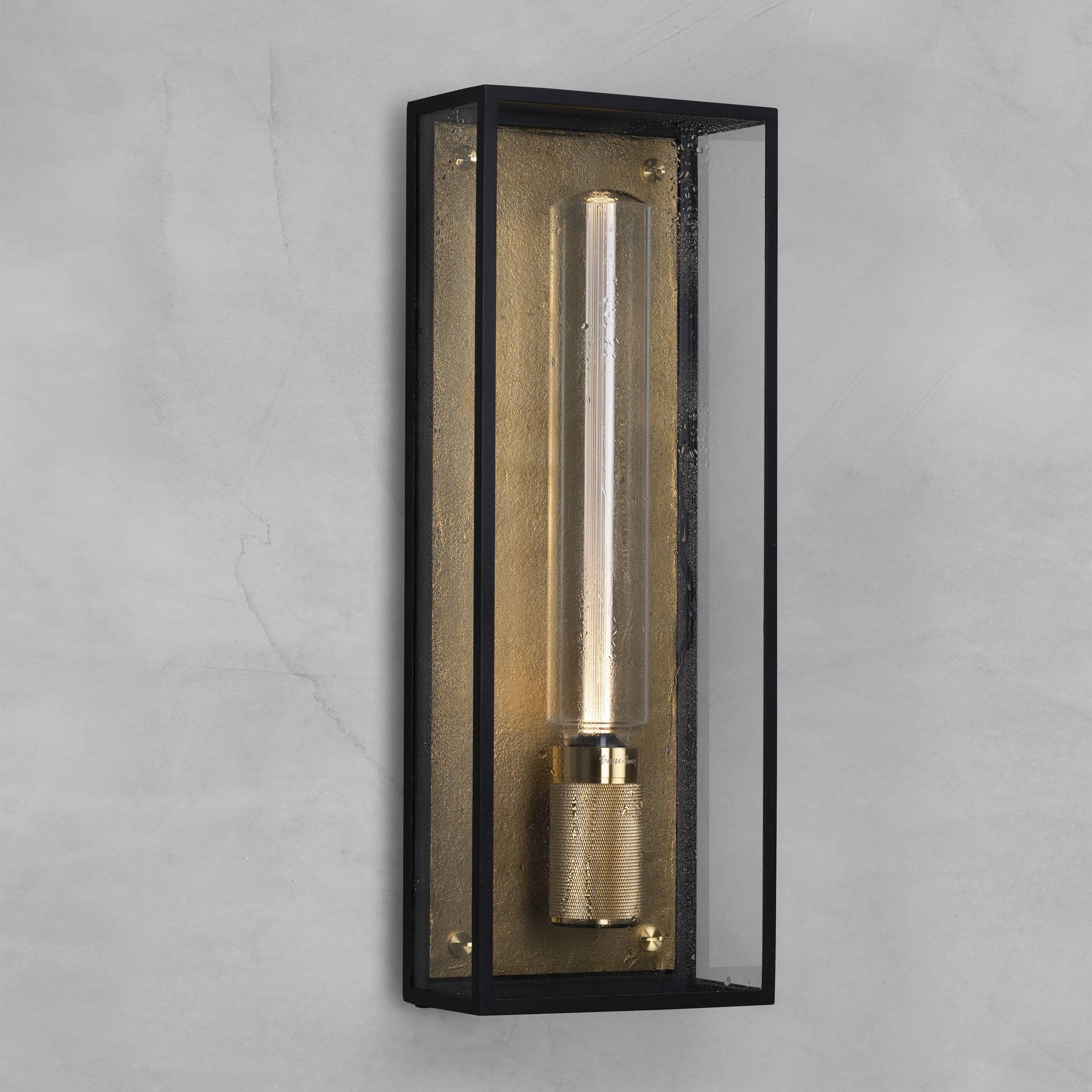 Caged Wet Wall Light Cross Large in Six Metal Finishes