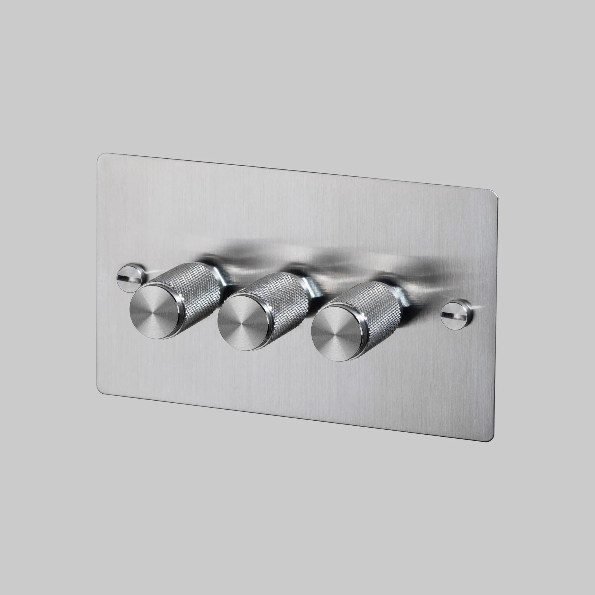 3G Dimmer Switch in Steel, DIMMER / 120W / Cross Detail