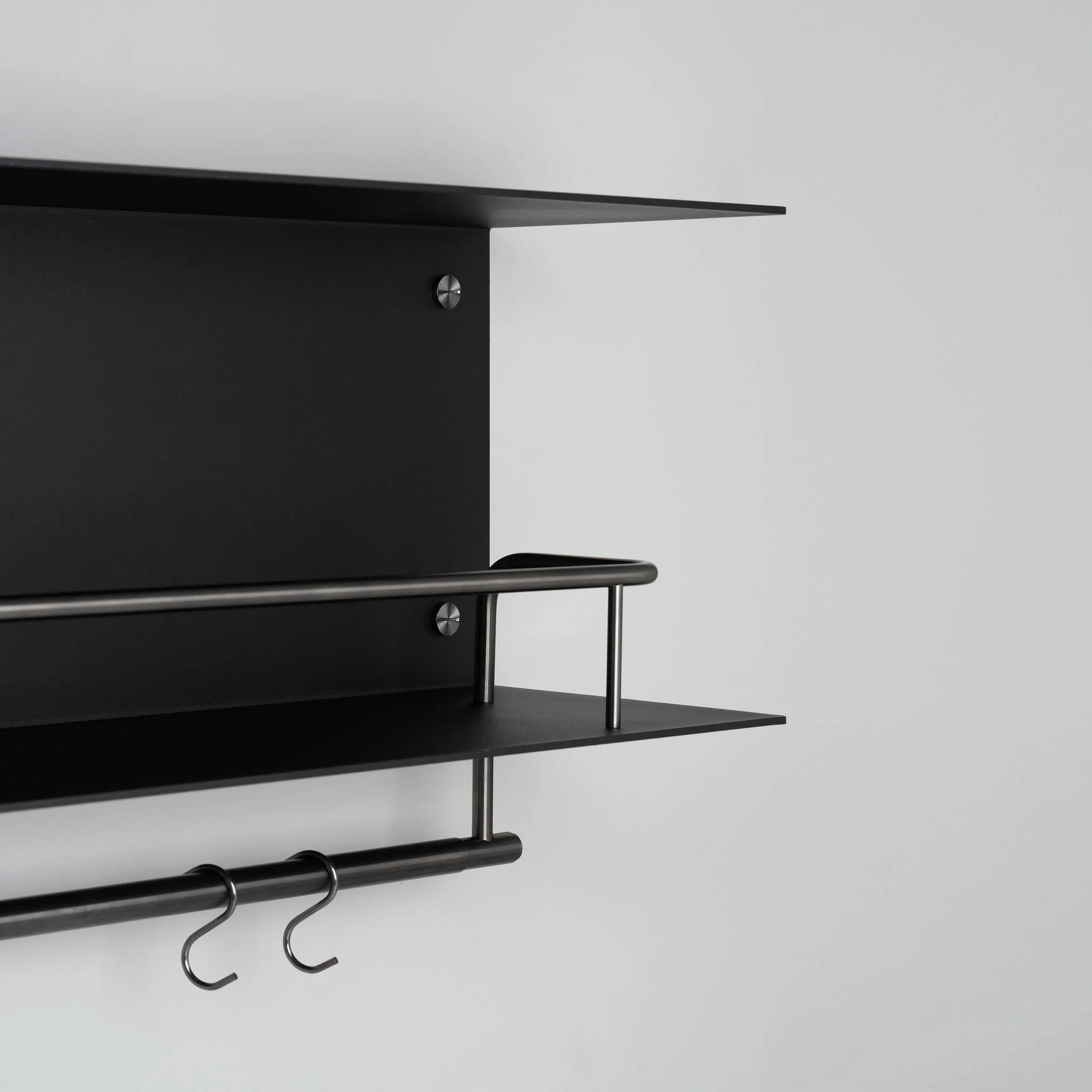 KITCHEN Kitchen Shelf with HANGER Guard Rail and WITHOUT Pan Rail in Black