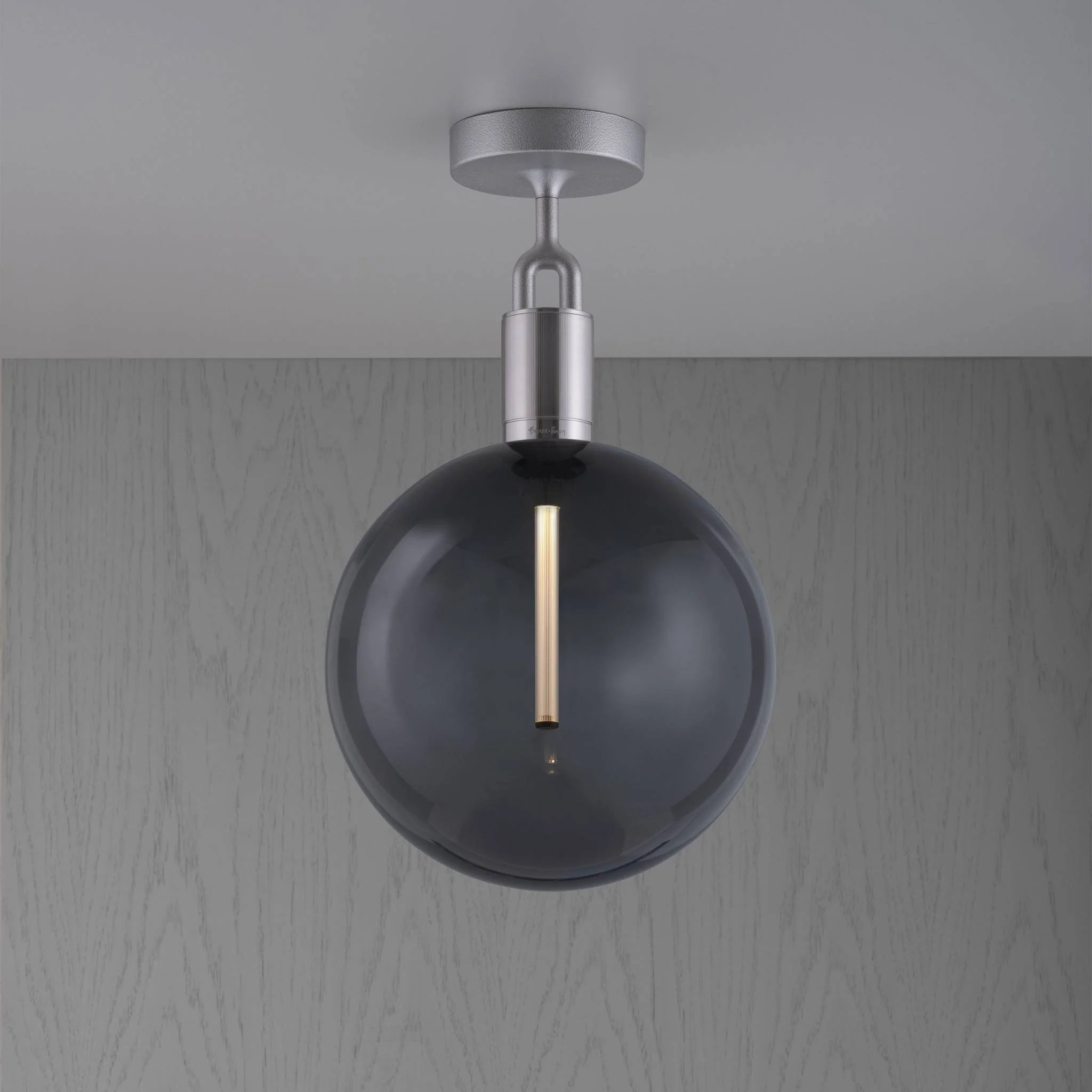 FORKED CEILING LINEAR plafondlamp met gerookte bol, groot