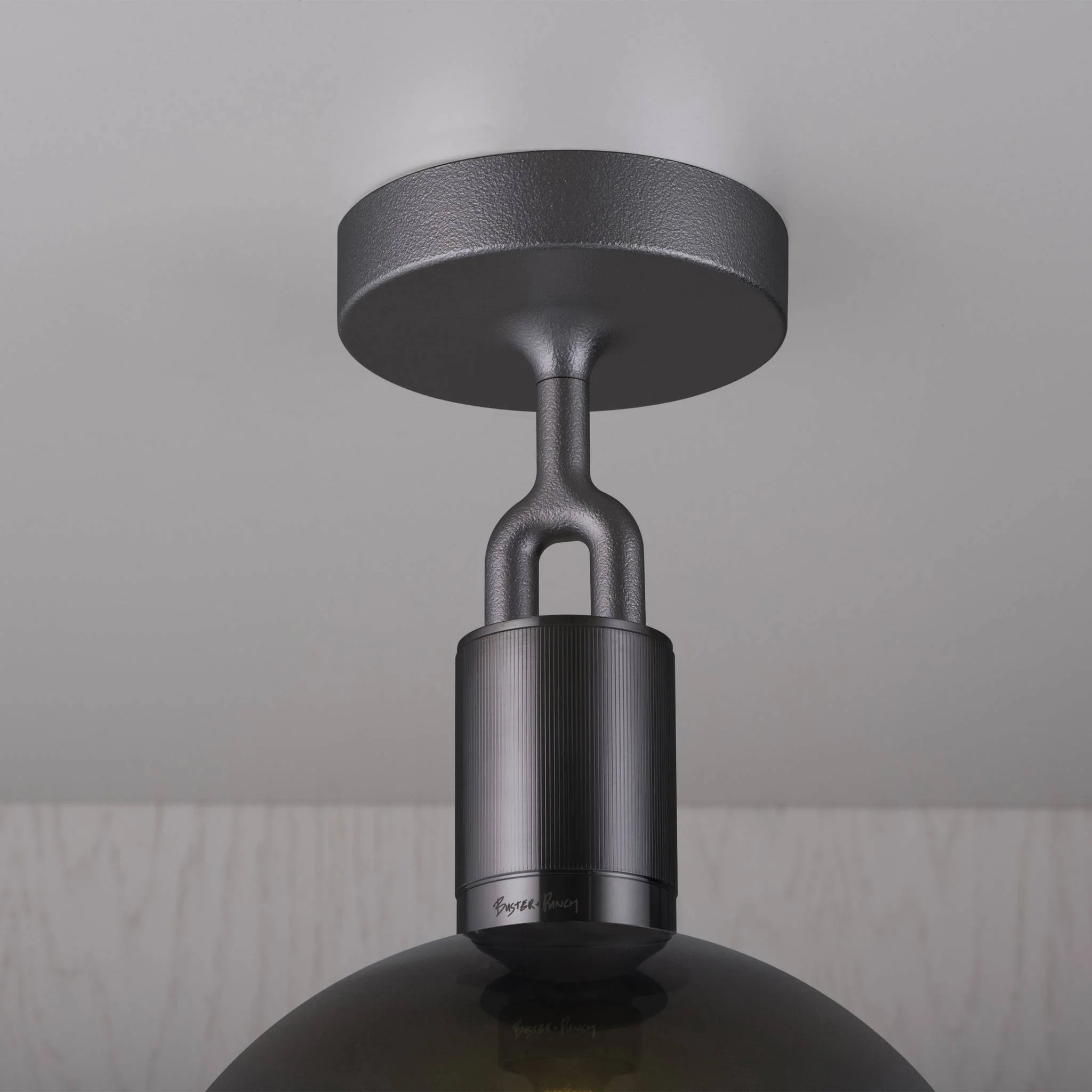 FORKED CEILING / LINEAR / GLOBE / SMOKED / MEDIUM Smoked Glass Pendant Ceiling Light