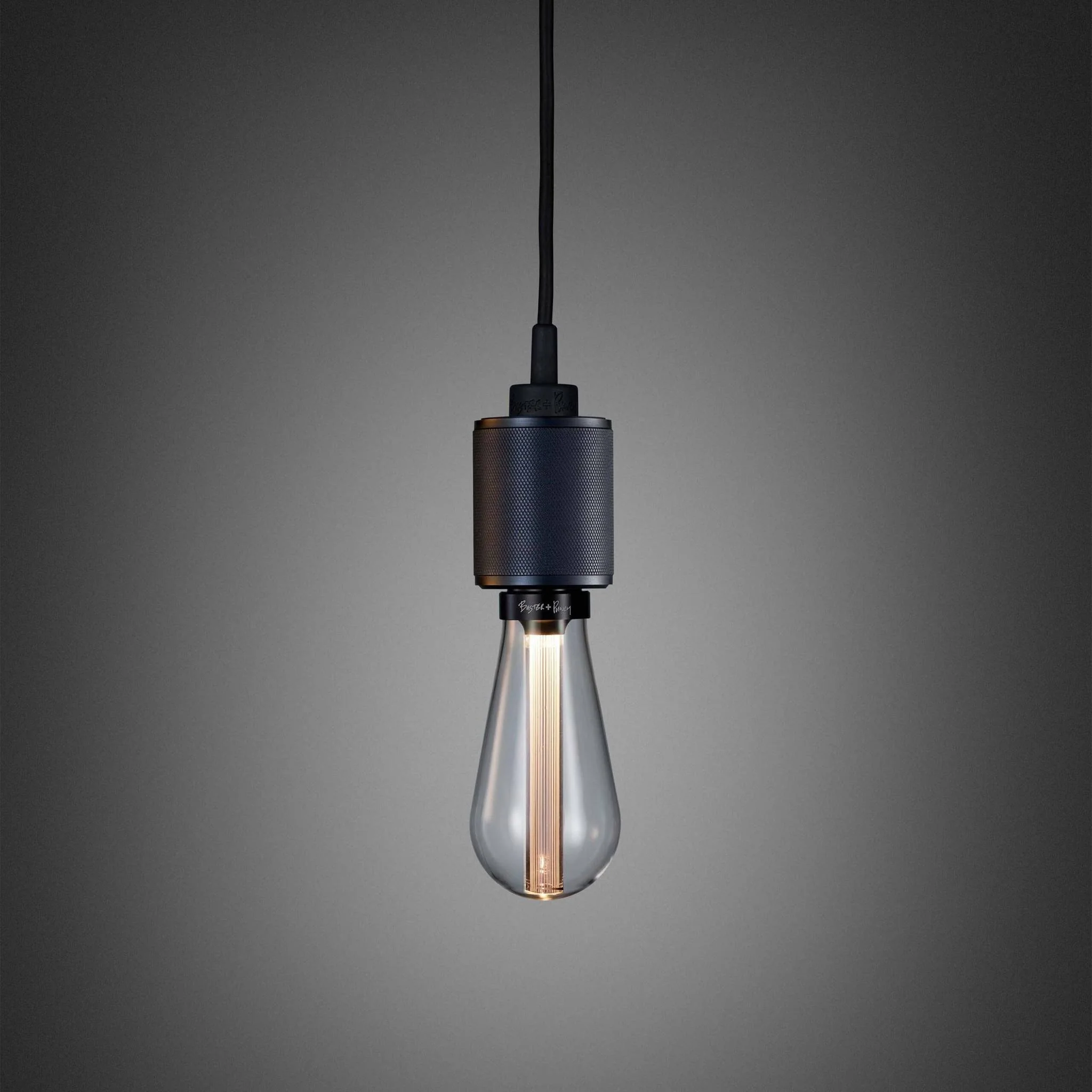 Lampada a Sospensione Cross-Knurl Heavy Metal con Cavo Nero Opaco
