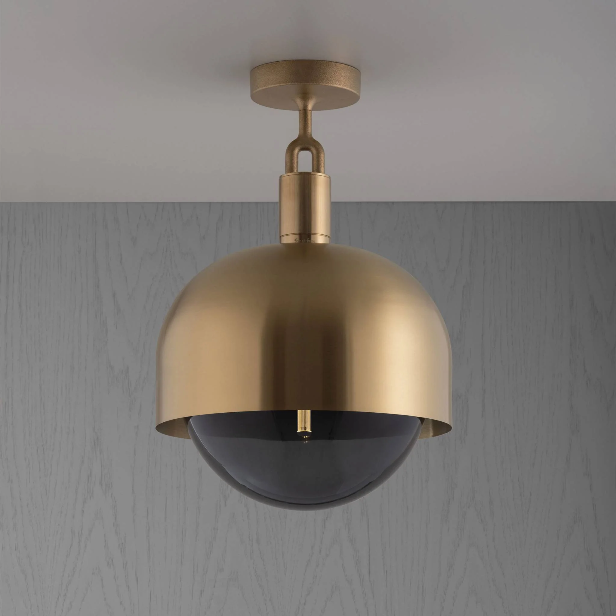FORKED CEILING LINEAR plafondkap met gerookte bol, grote hanglamp