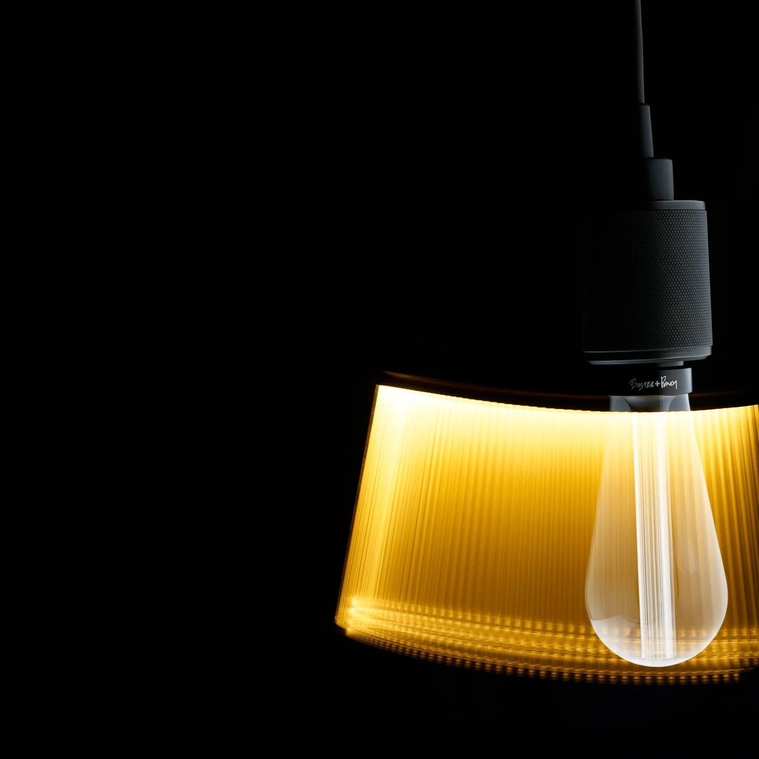 Lampada a Sospensione Cross-Knurl Heavy Metal con Cavo Nero Opaco