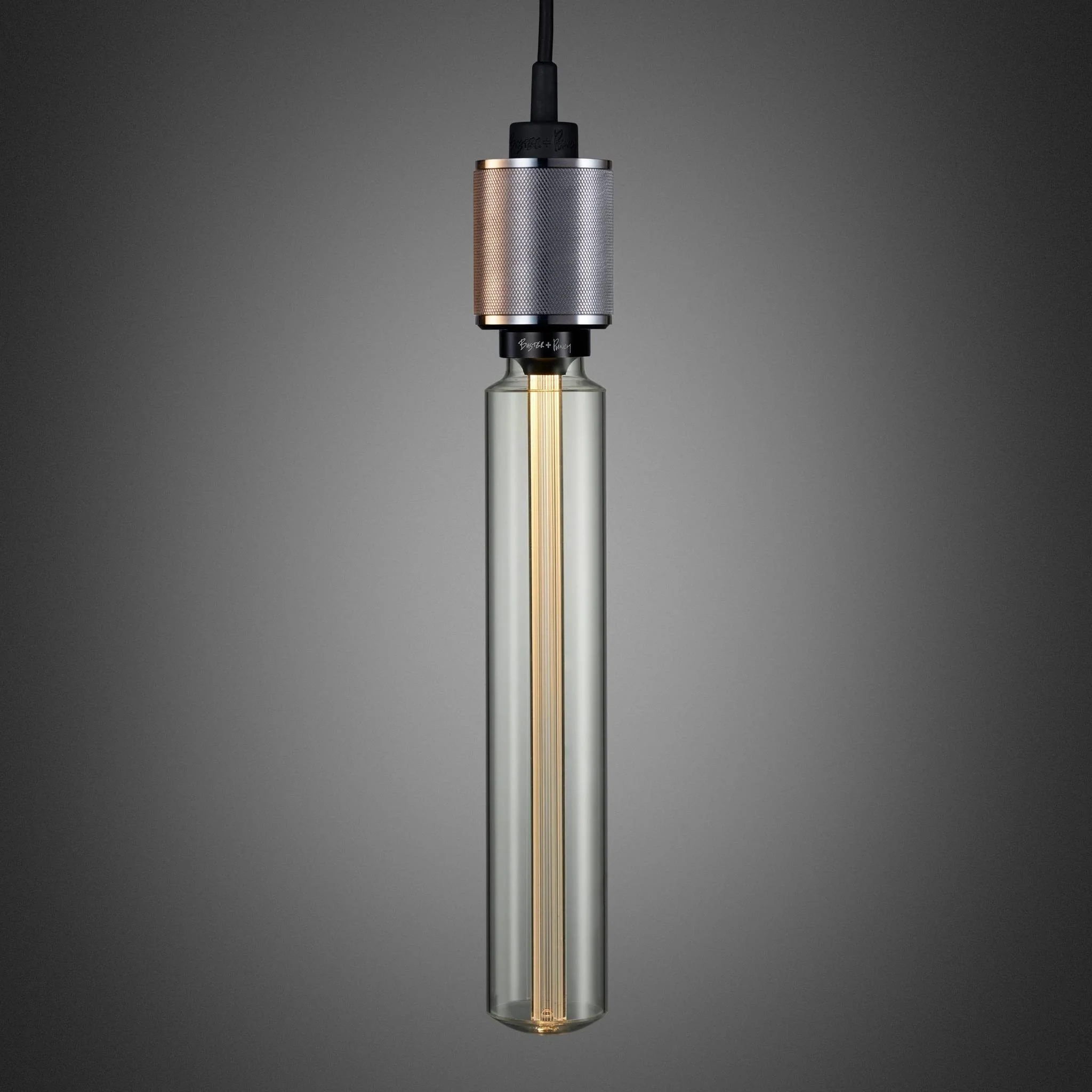 Lampada a Sospensione Cross-Knurl Heavy Metal con Cavo Nero Opaco