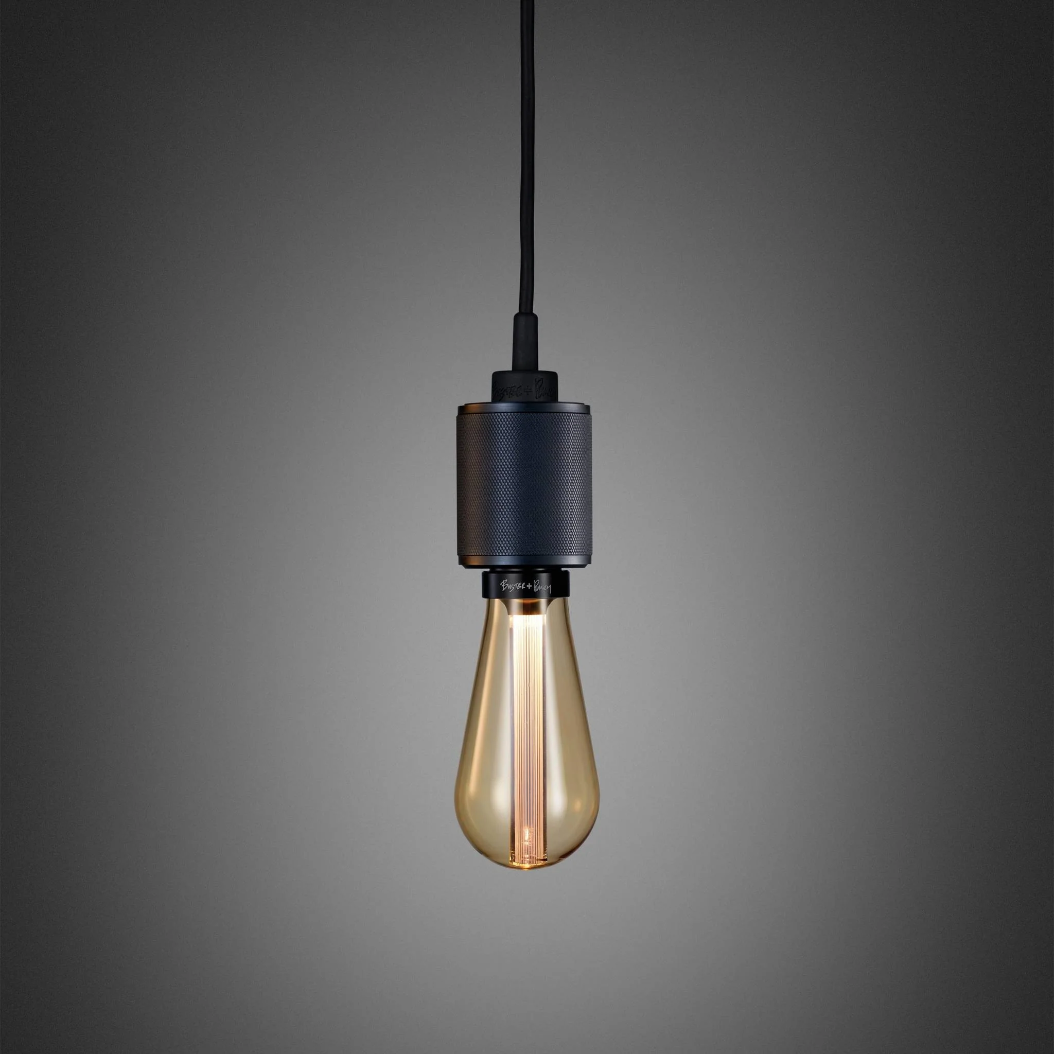 Lampada a Sospensione Cross-Knurl Heavy Metal con Cavo Nero Opaco