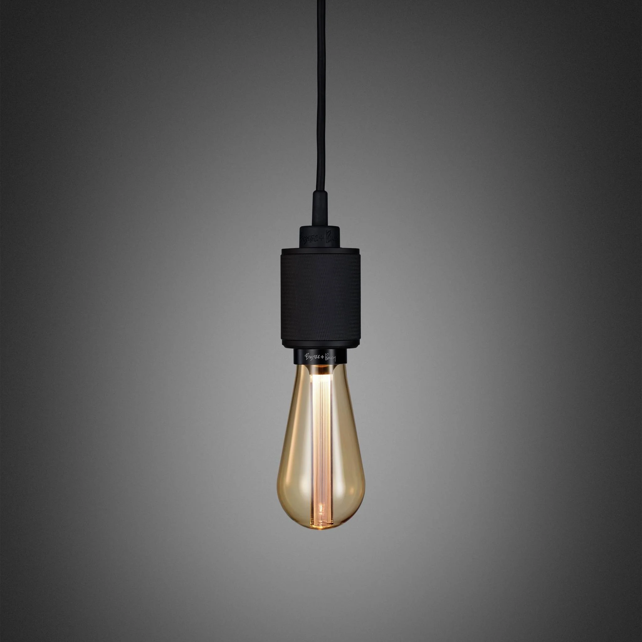 Candeeiro suspenso Heavy Metal Cross-Knurl com cabo preto mate