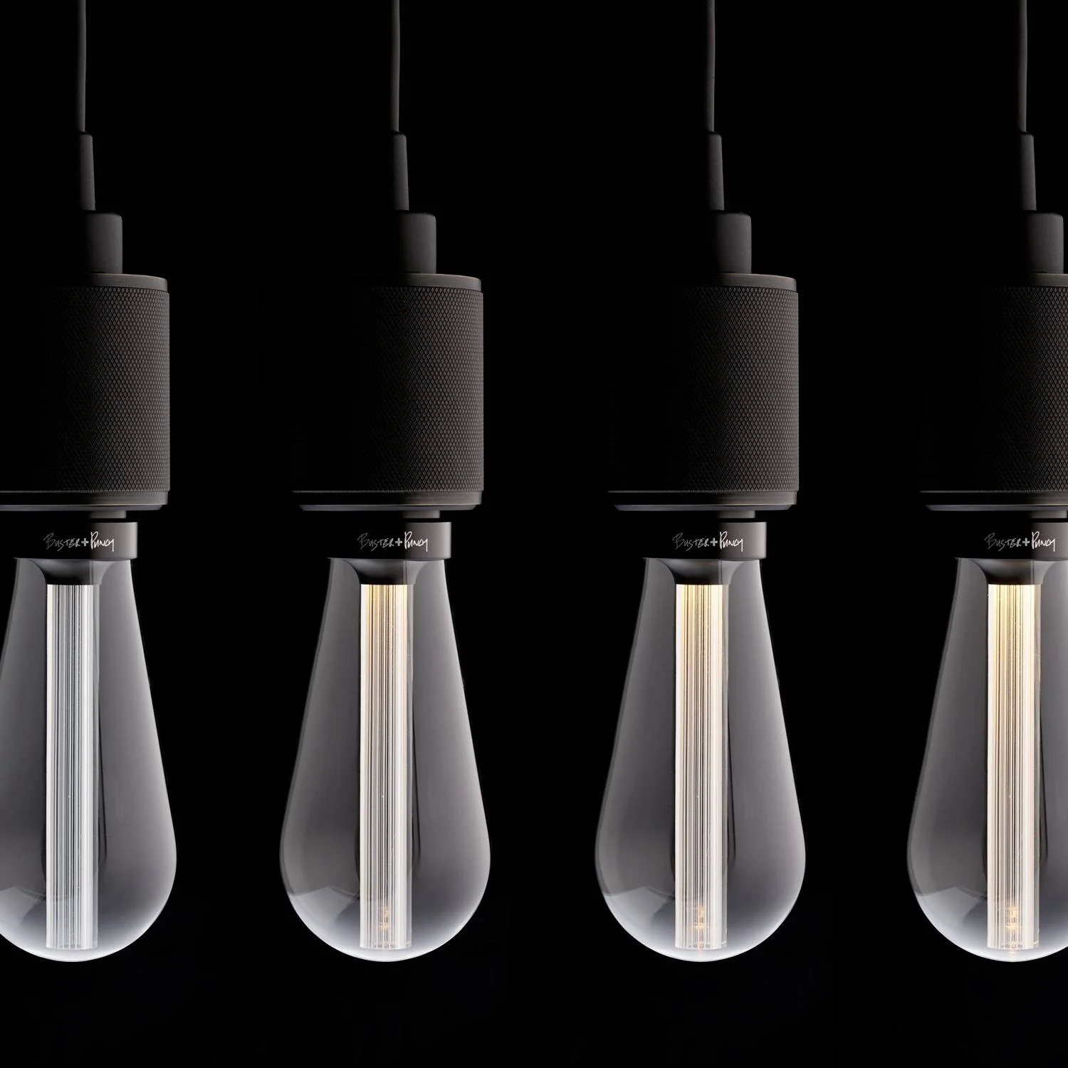 Lampada a Sospensione Cross-Knurl Heavy Metal con Cavo Nero Opaco