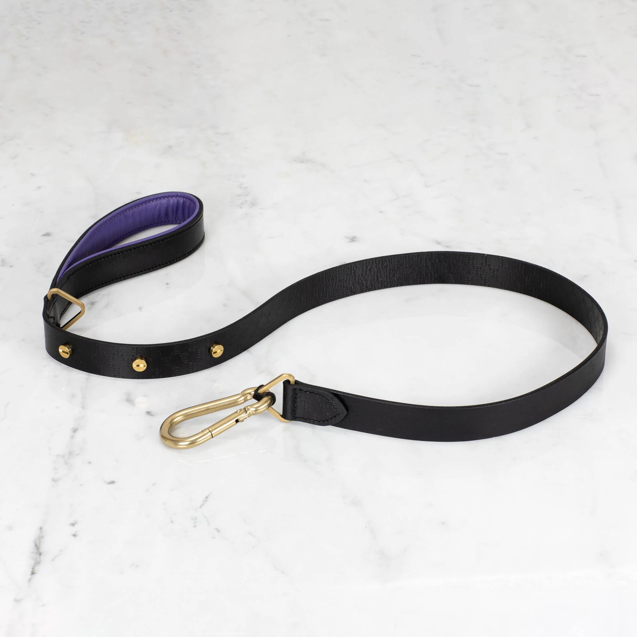 Dog Lead / Cross / Black / PURPLE with Metal Coin Screws