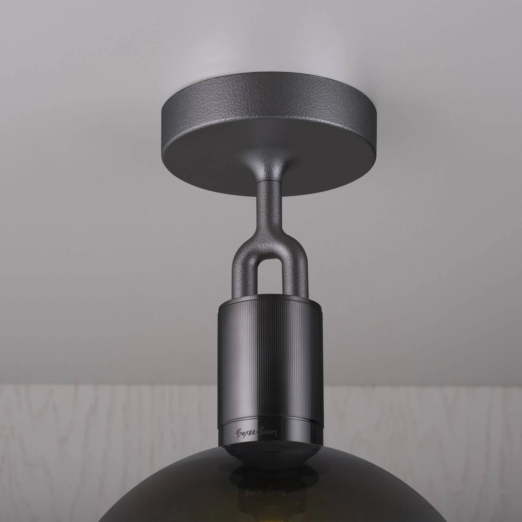FORKED CEILING LINEAR plafondlamp met gerookte bol, groot