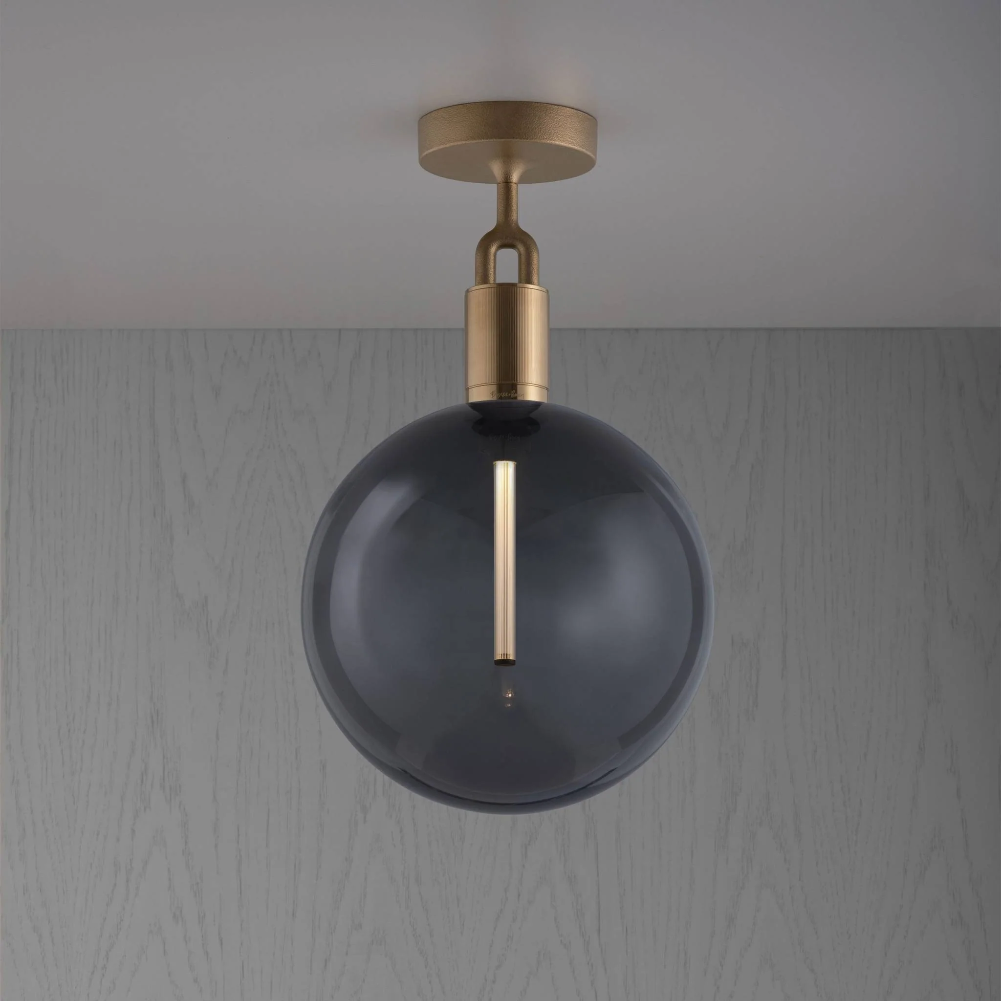 FORKED CEILING LINEAR plafondlamp met gerookte bol, groot