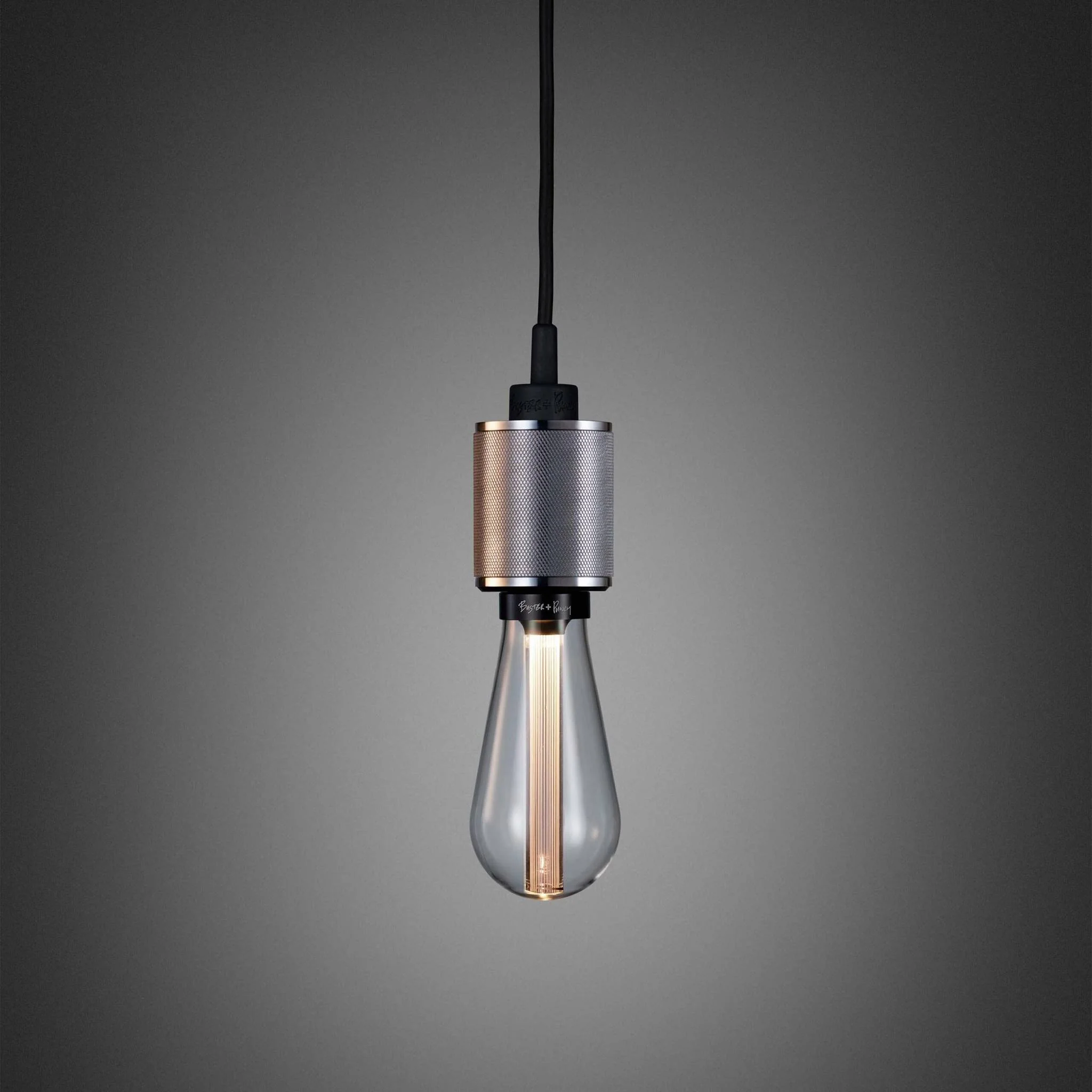 Lampada a Sospensione Cross-Knurl Heavy Metal con Cavo Nero Opaco
