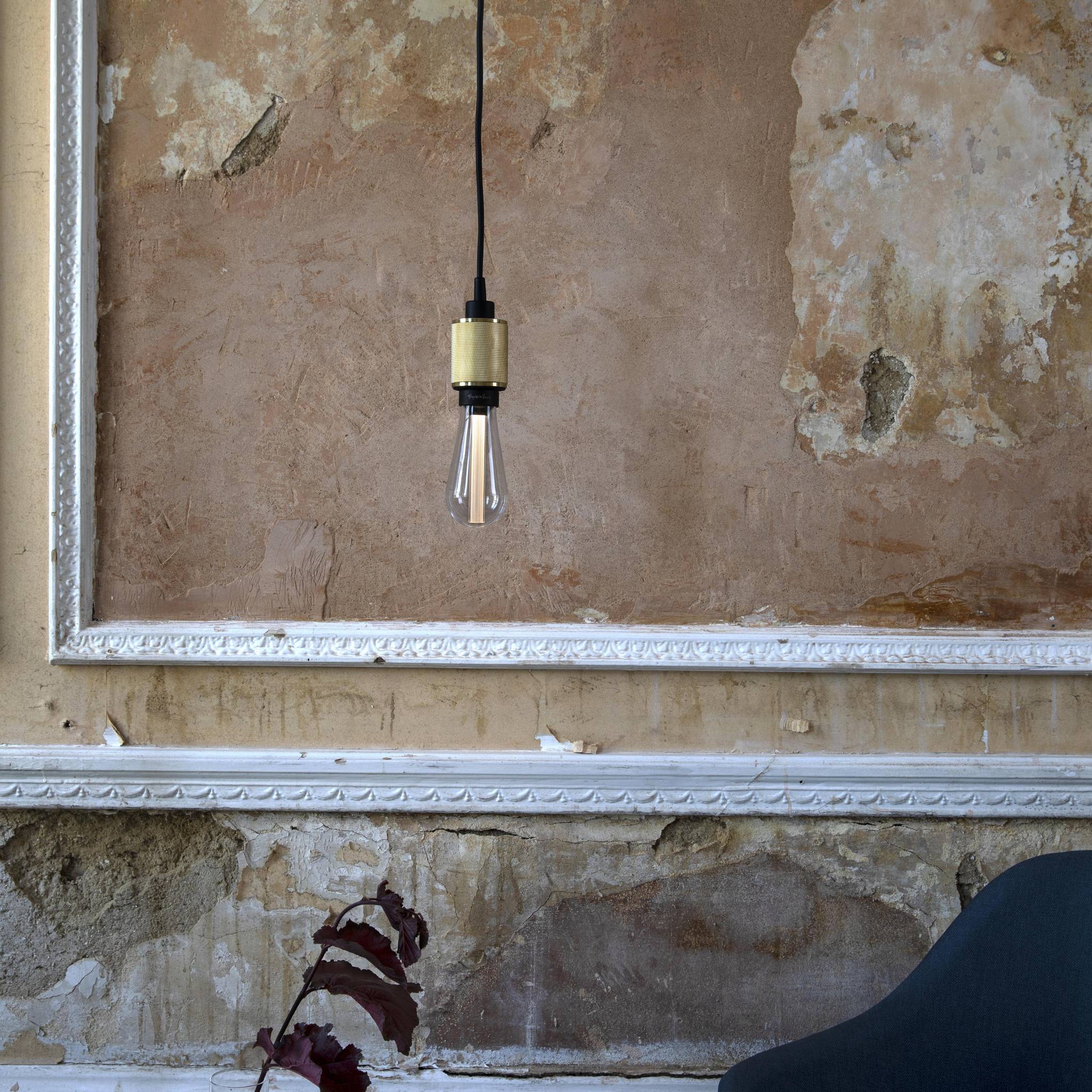 Lampada a Sospensione Cross-Knurl Heavy Metal con Cavo Nero Opaco
