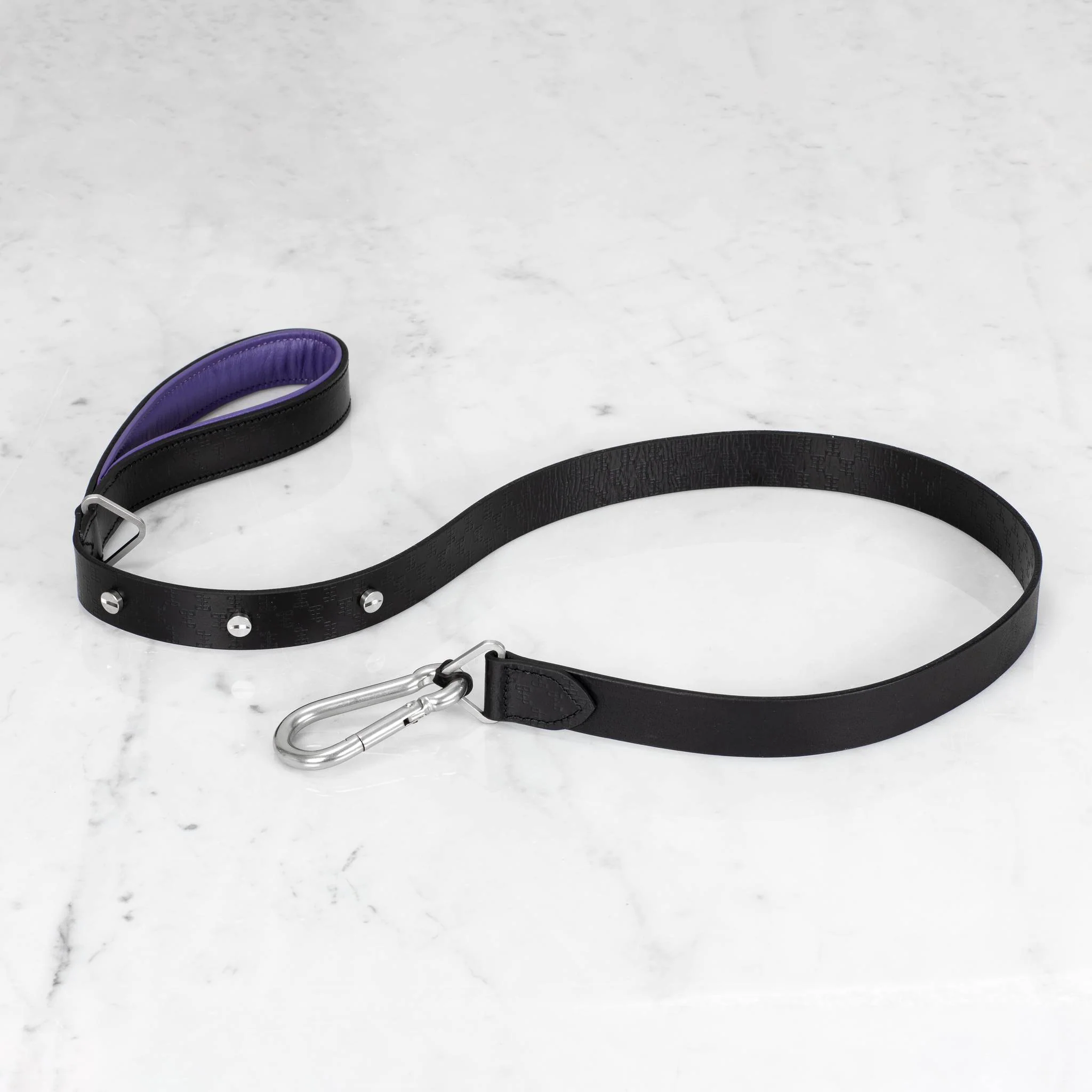 Dog Lead / Cross / Black / PURPLE with Metal Coin Screws