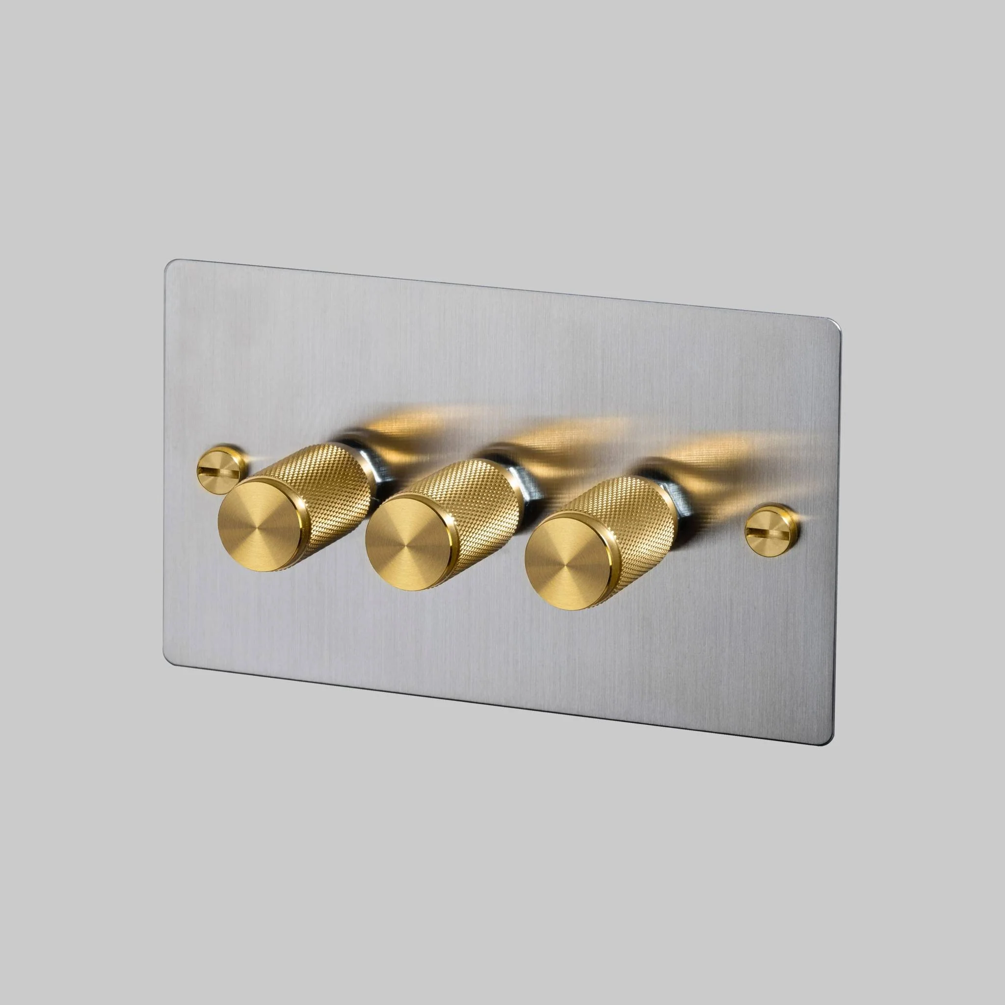 3G Dimmer Switch in Steel, DIMMER / 120W / Cross Detail