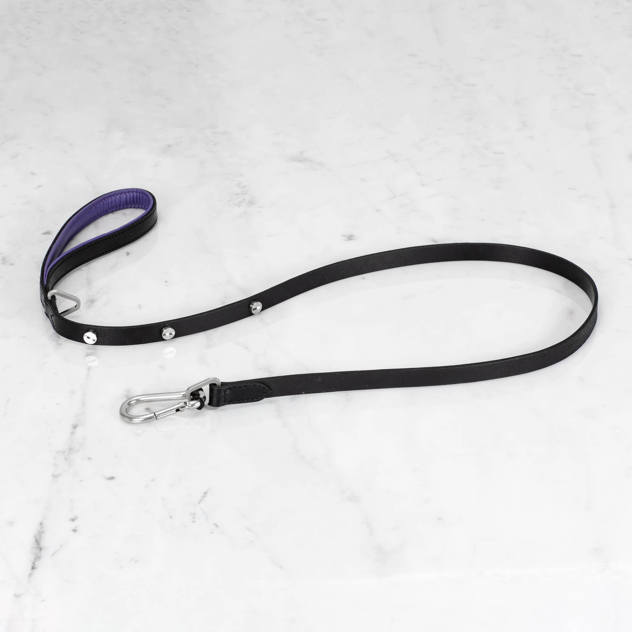 Dog Lead / Cross / Black / PURPLE with Metal Coin Screws