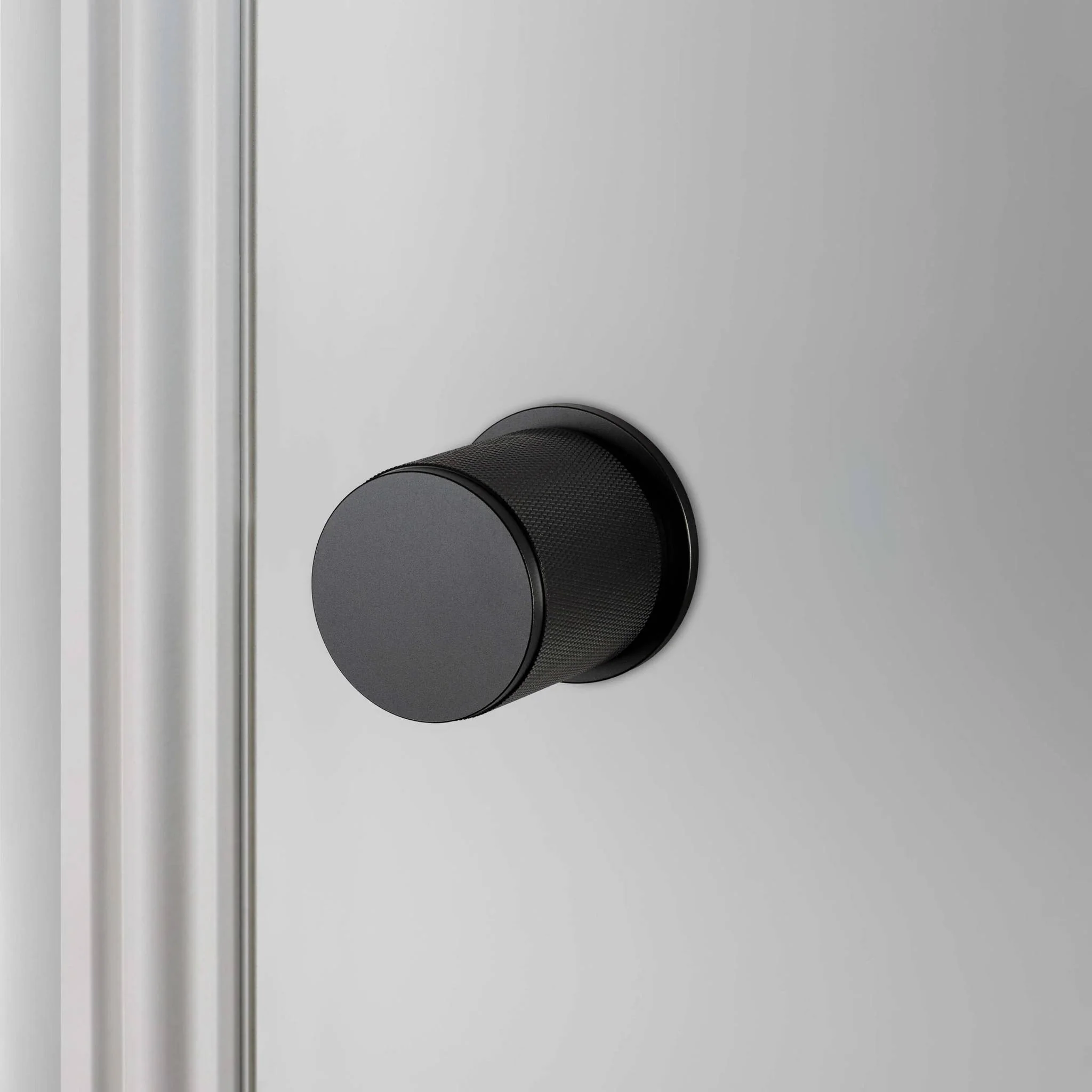 Cross-Knurl Door Knob Set in Solid Metal, Sold as a Pair