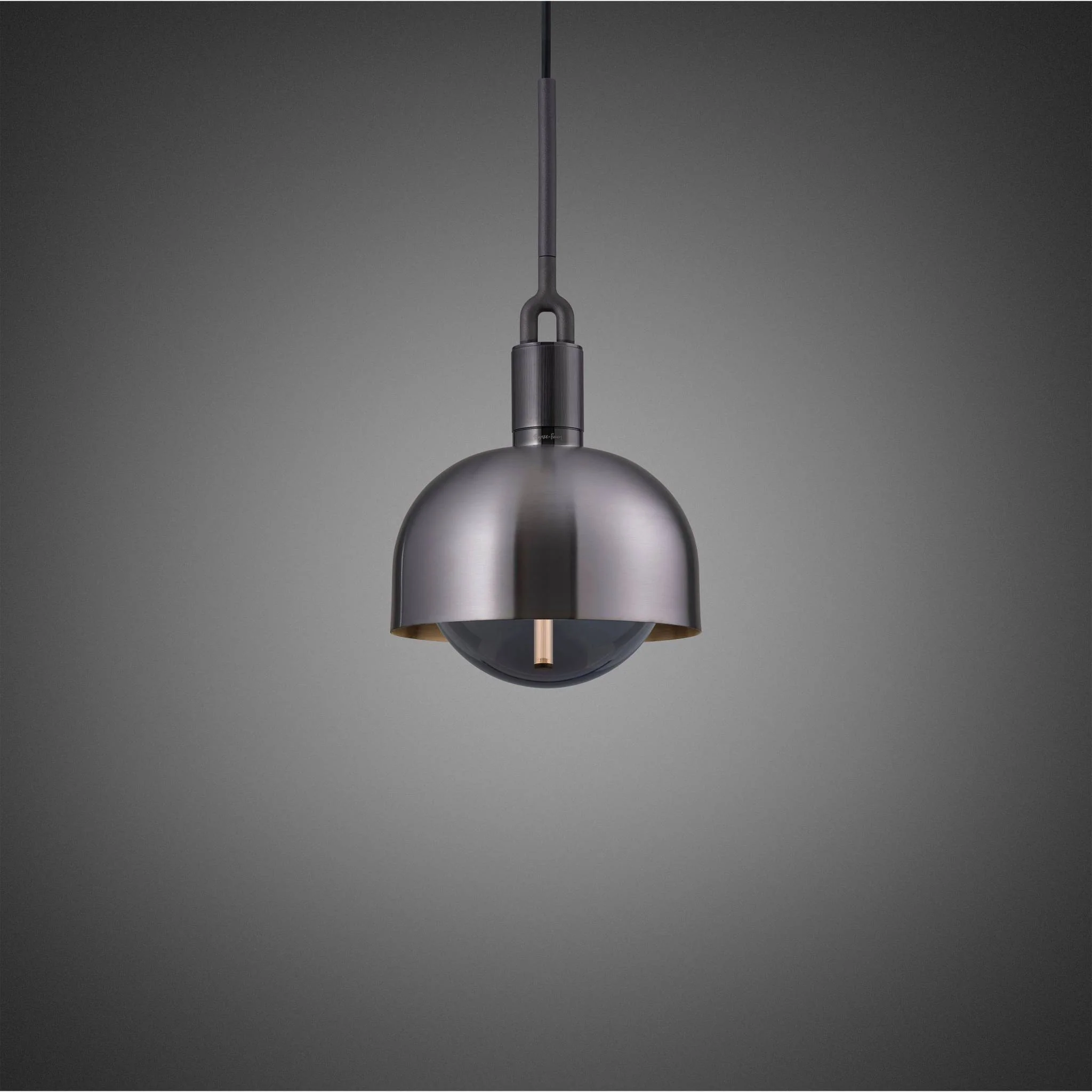 FORKED PENDANT LINEAR Pendelleuchte mit rauchglasfarbenem Glaskugelschirm in SMOKED MEDIUM
