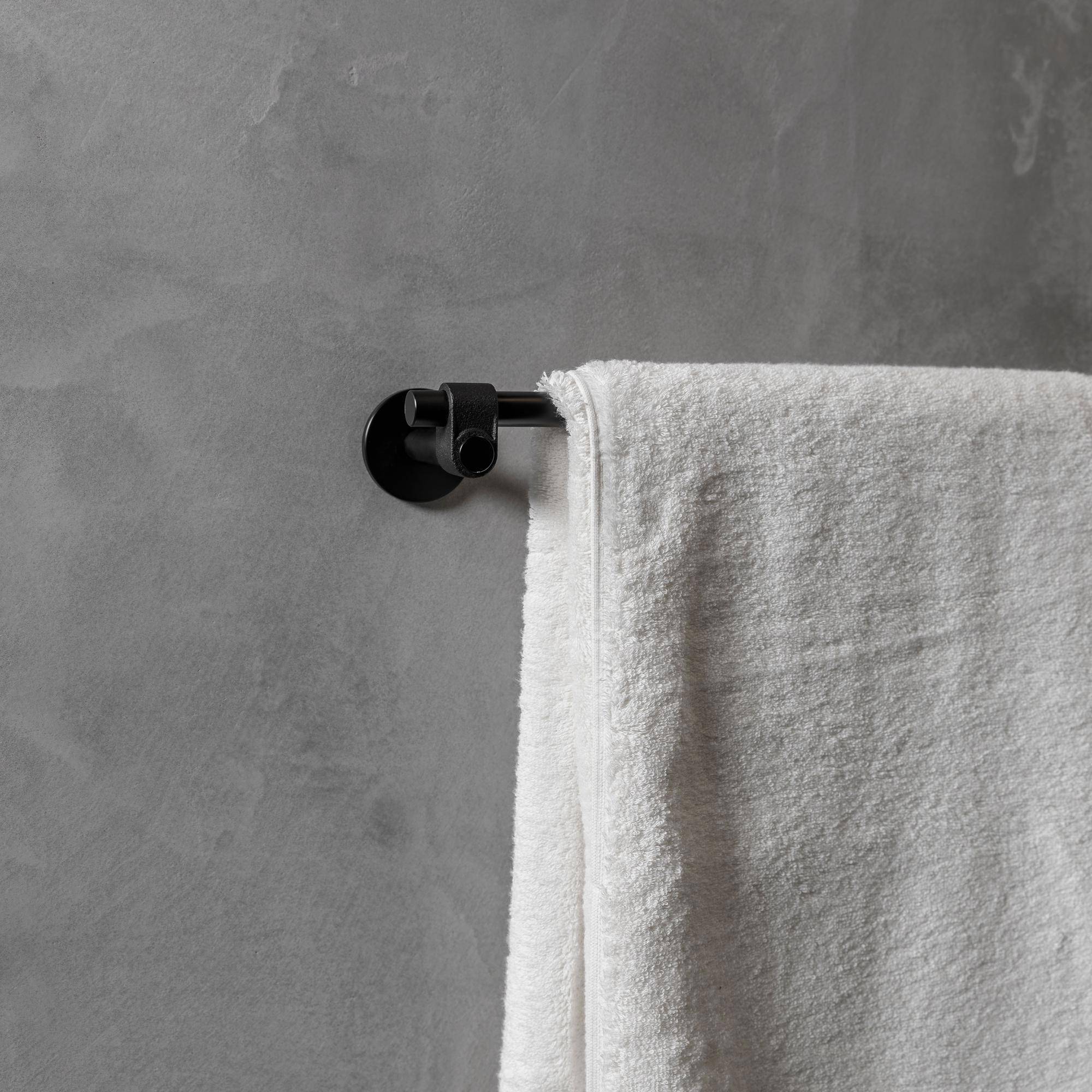 Solid Stainless Steel Towel Rail with Rough-Cast Knuckle and Polished Bar