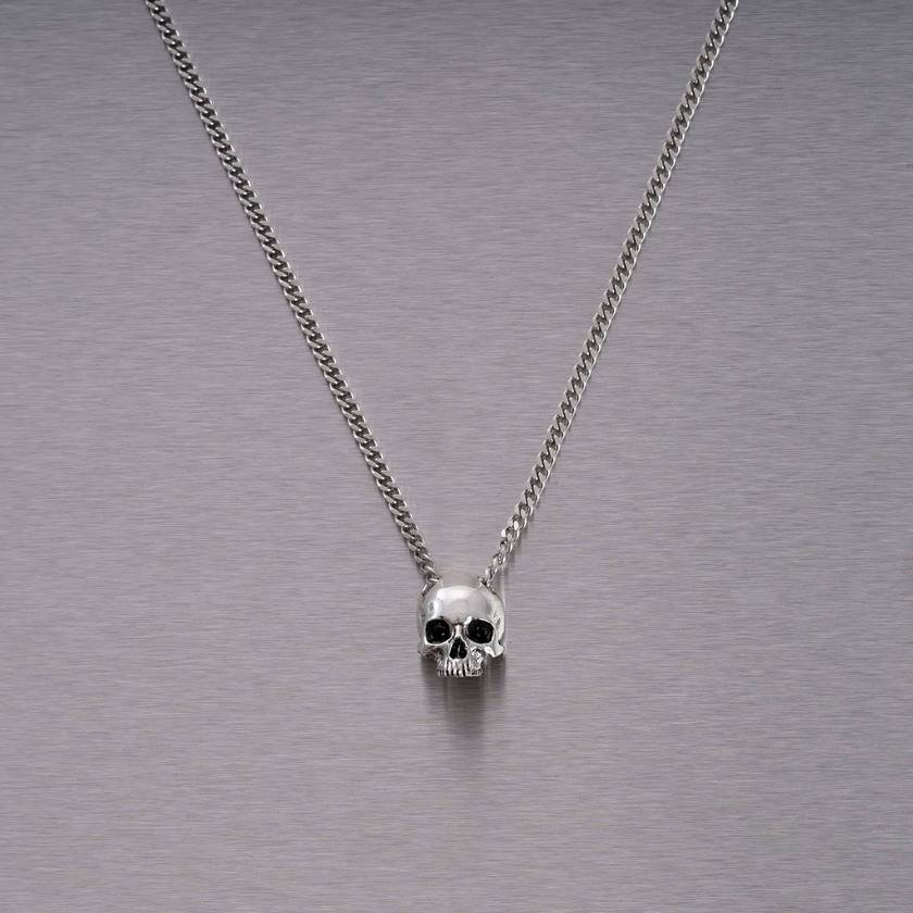 Skull NECKLACE / TRAVIS BARKER Metallguss-Halskette mit Kette