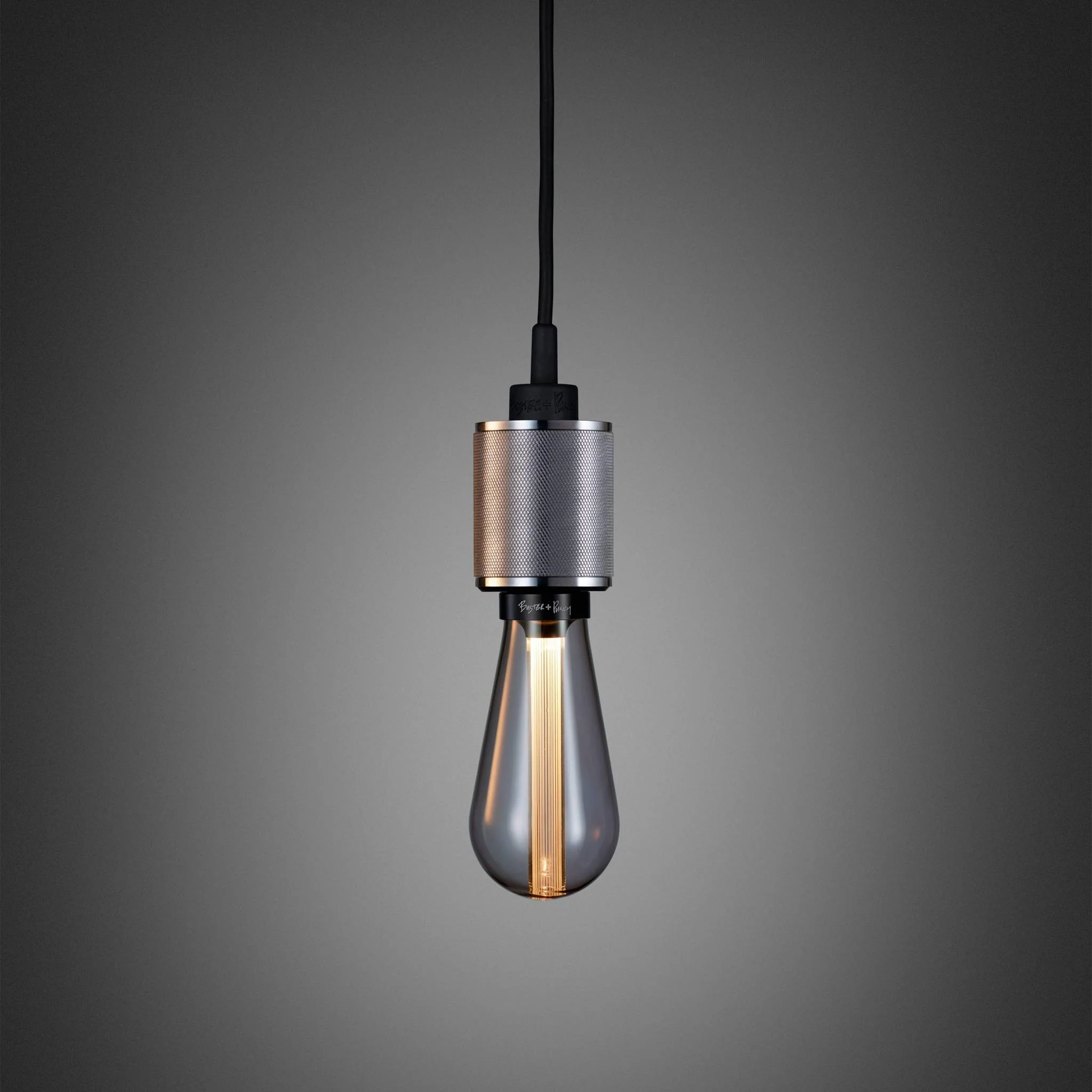 Lampada a Sospensione Cross-Knurl Heavy Metal con Cavo Nero Opaco