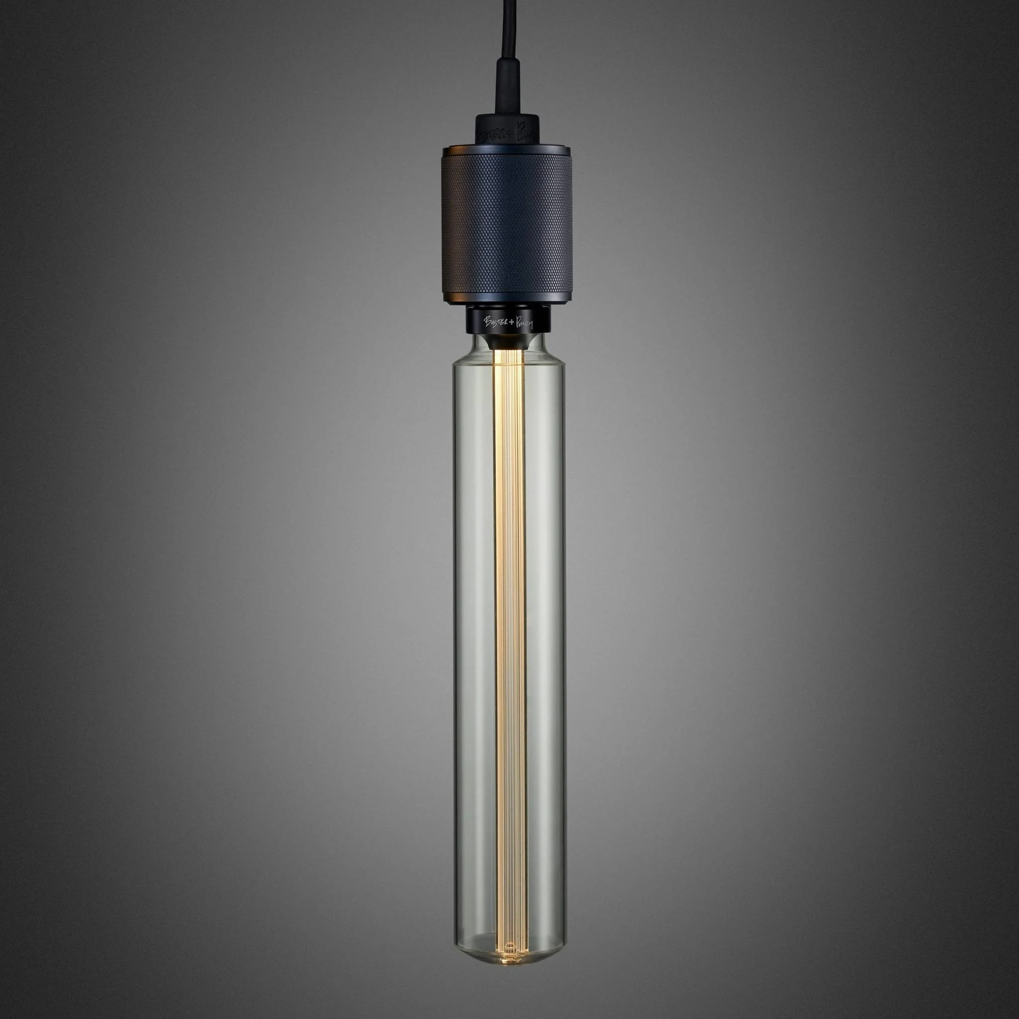 Lampada a Sospensione Cross-Knurl Heavy Metal con Cavo Nero Opaco