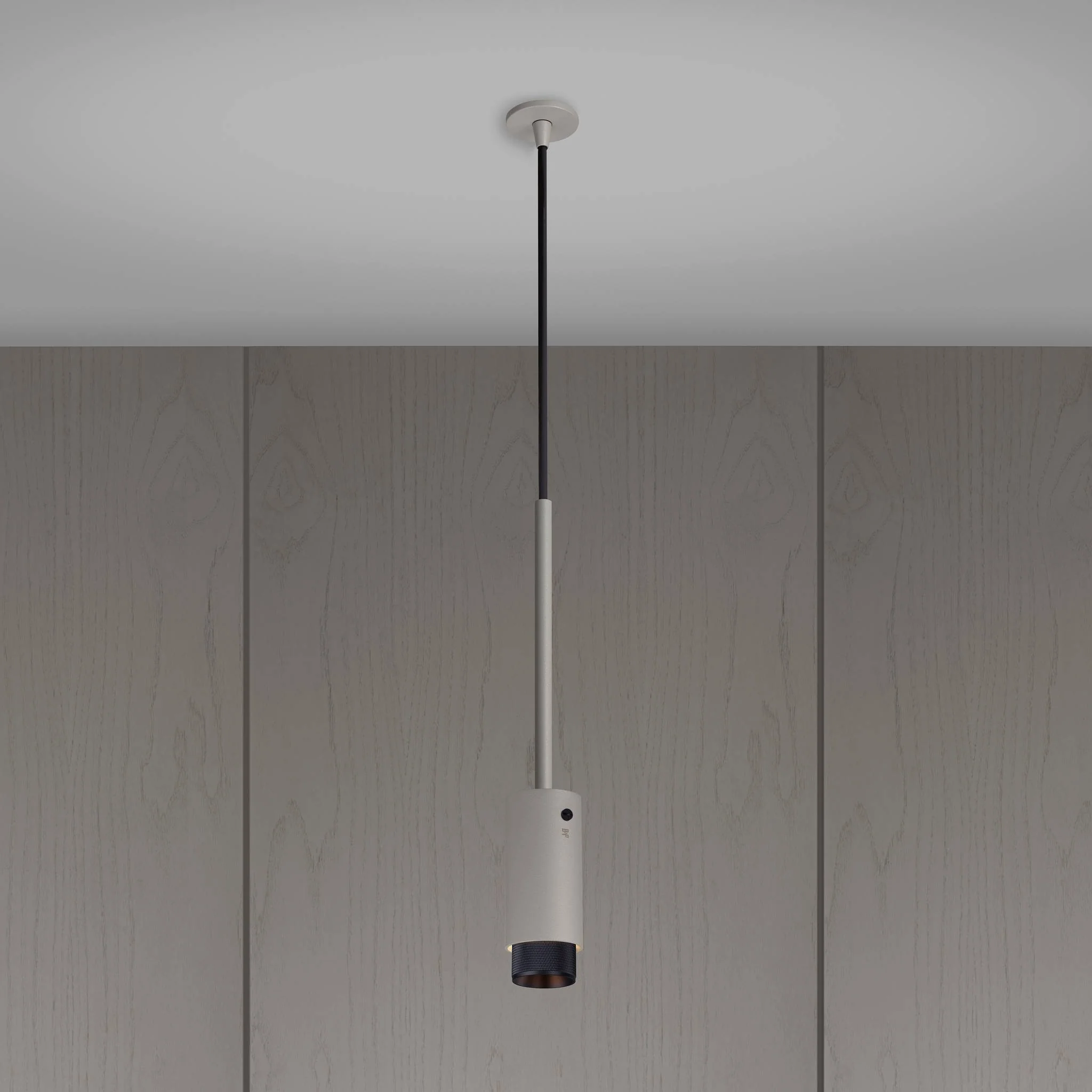 EXHAUST PENDANT Pendant Spotlight with Cross Knurl Baffle in Stone