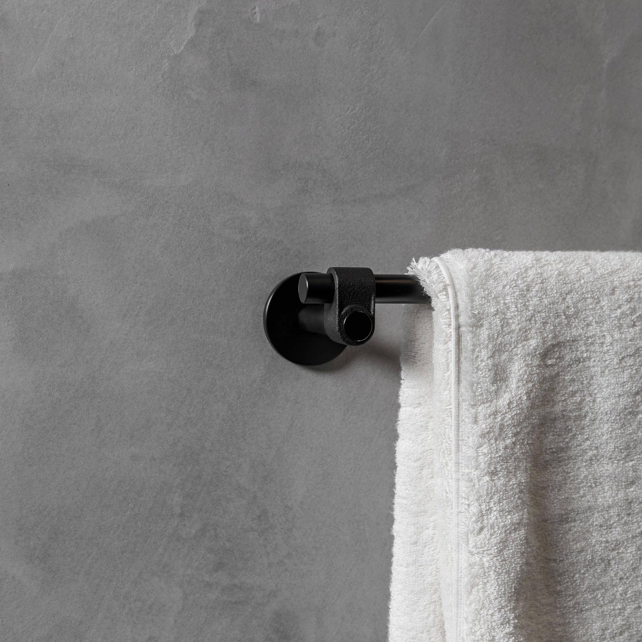Solid Stainless Steel Towel Rail with Rough-Cast Knuckle and Polished Bar