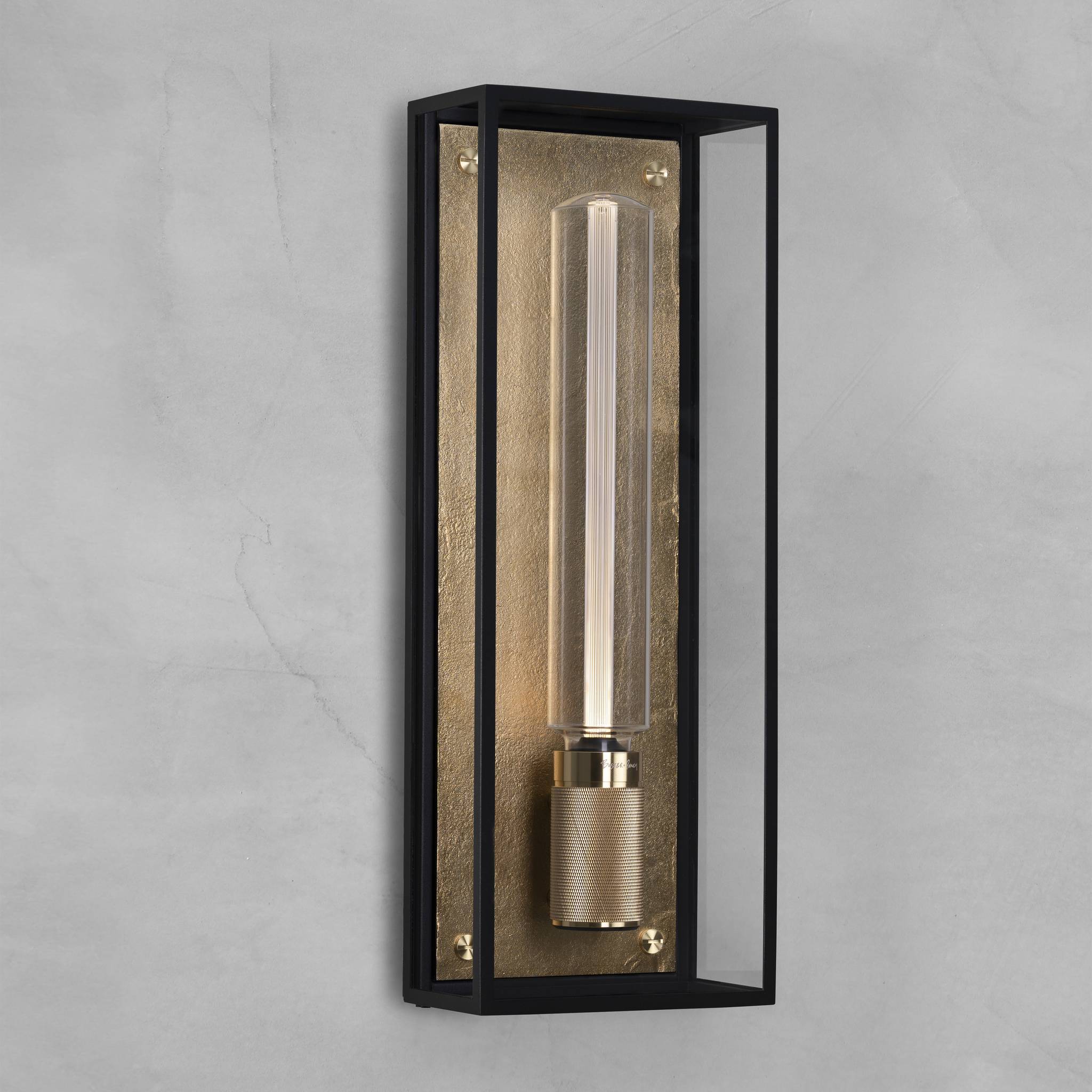 Caged Wet Wall Light Cross Large in Six Metal Finishes