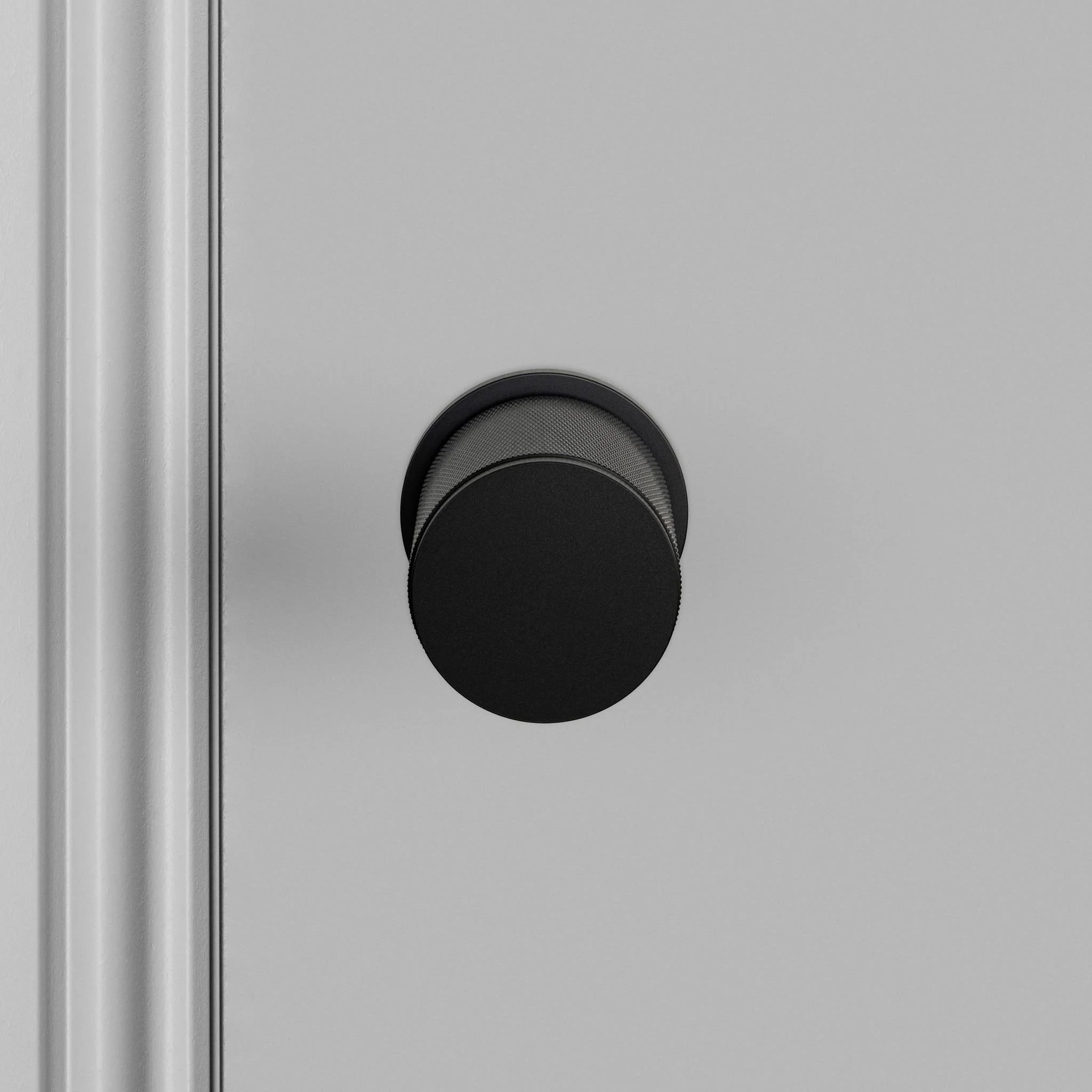Cross-Knurl Door Knob Set in Solid Metal, Sold as a Pair