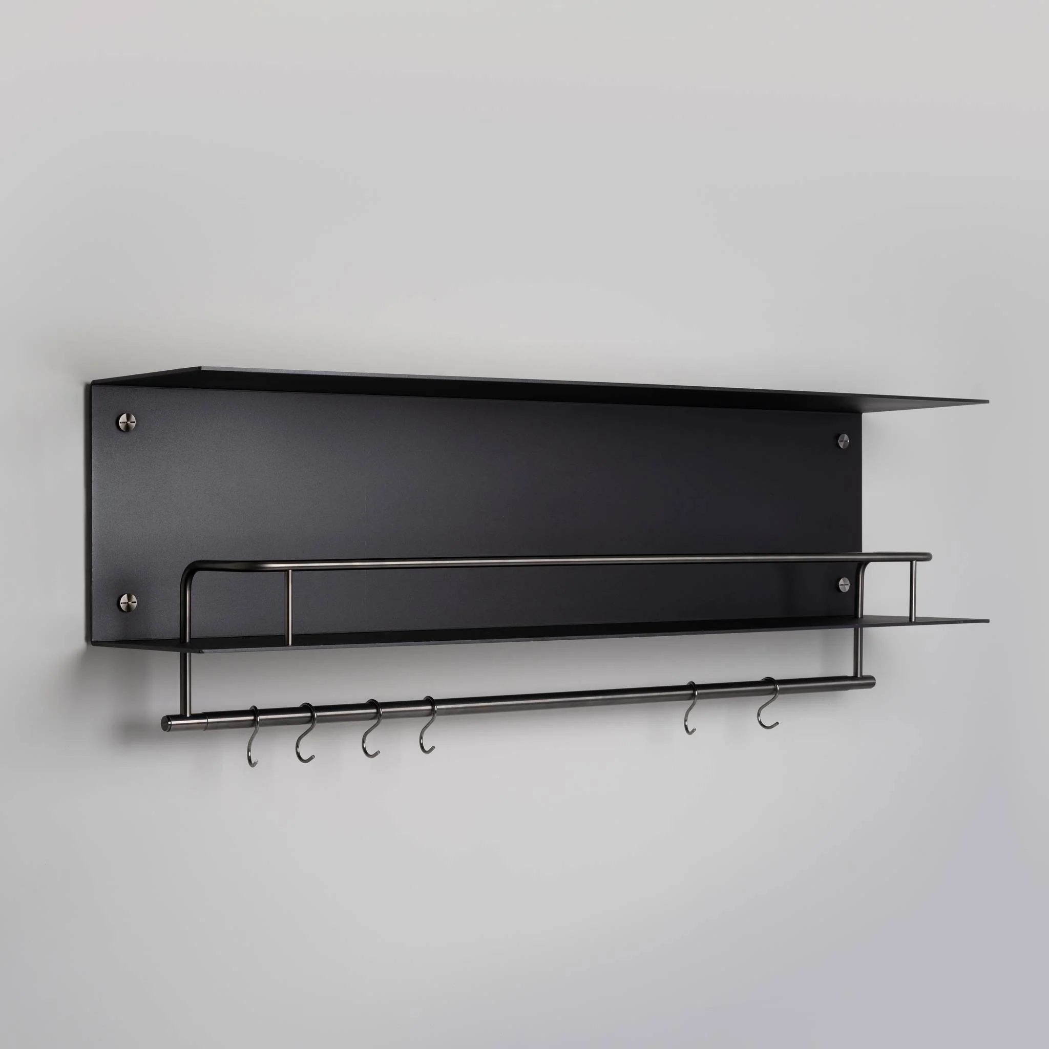 KITCHEN Kitchen Shelf with HANGER Guard Rail and WITHOUT Pan Rail in Black