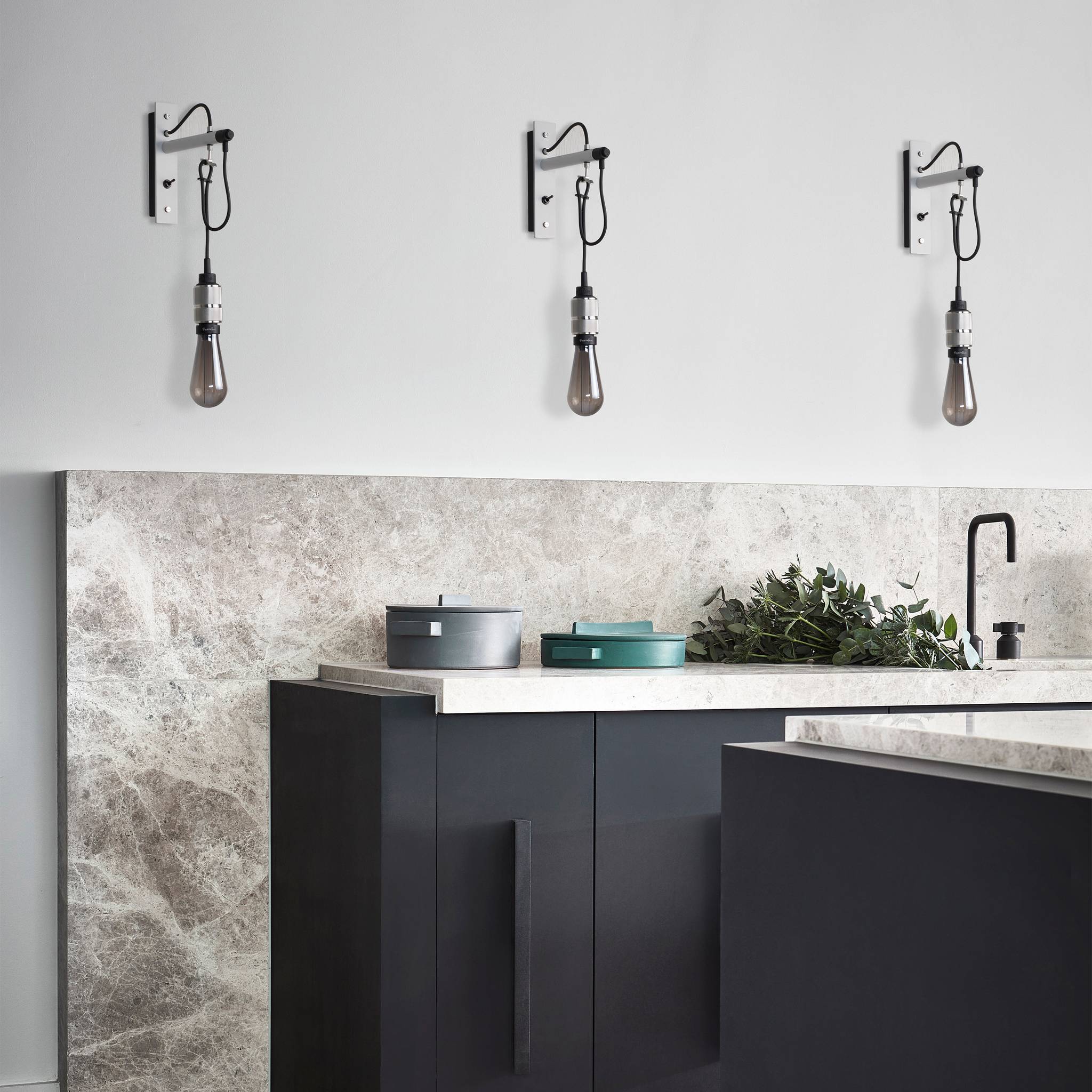 HOOKED Nude Cross Wall Light with Stone Base