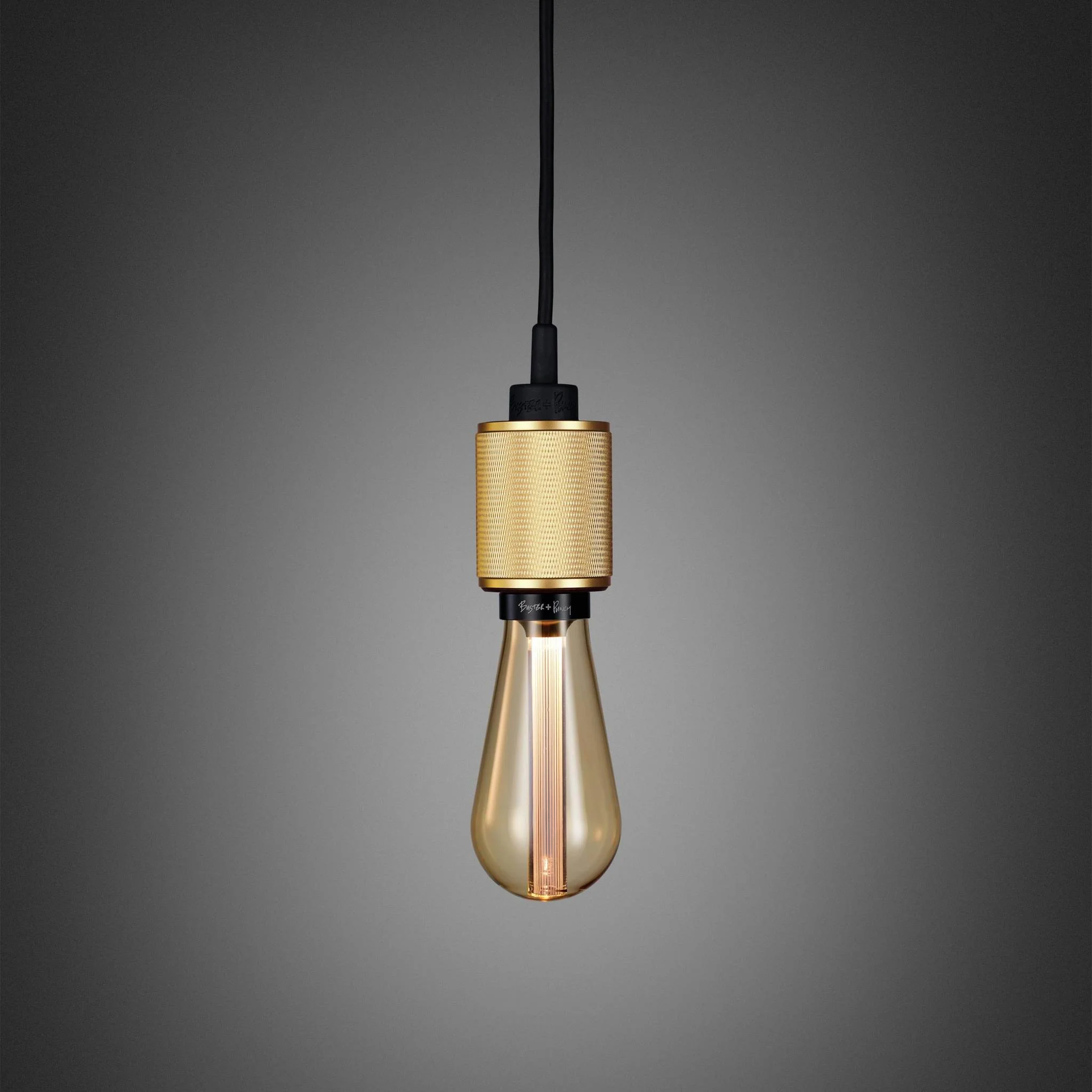 Lampada a Sospensione Cross-Knurl Heavy Metal con Cavo Nero Opaco
