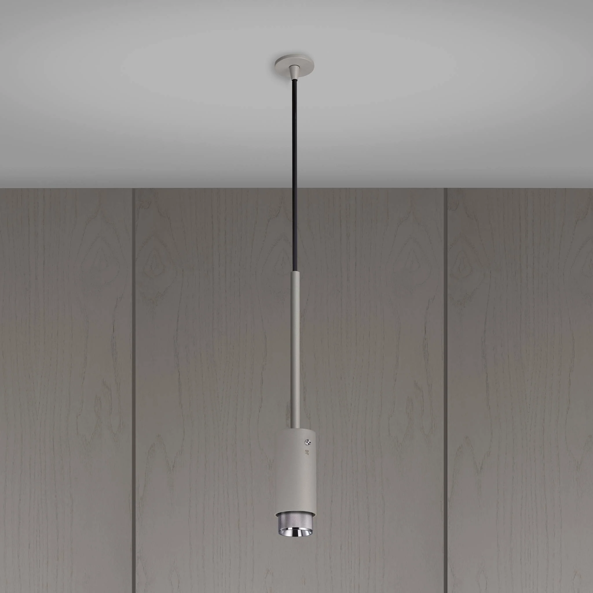 EXHAUST PENDANT Lampu Sorot Gantung dengan Baffle Cross Knurl dalam Warna Stone