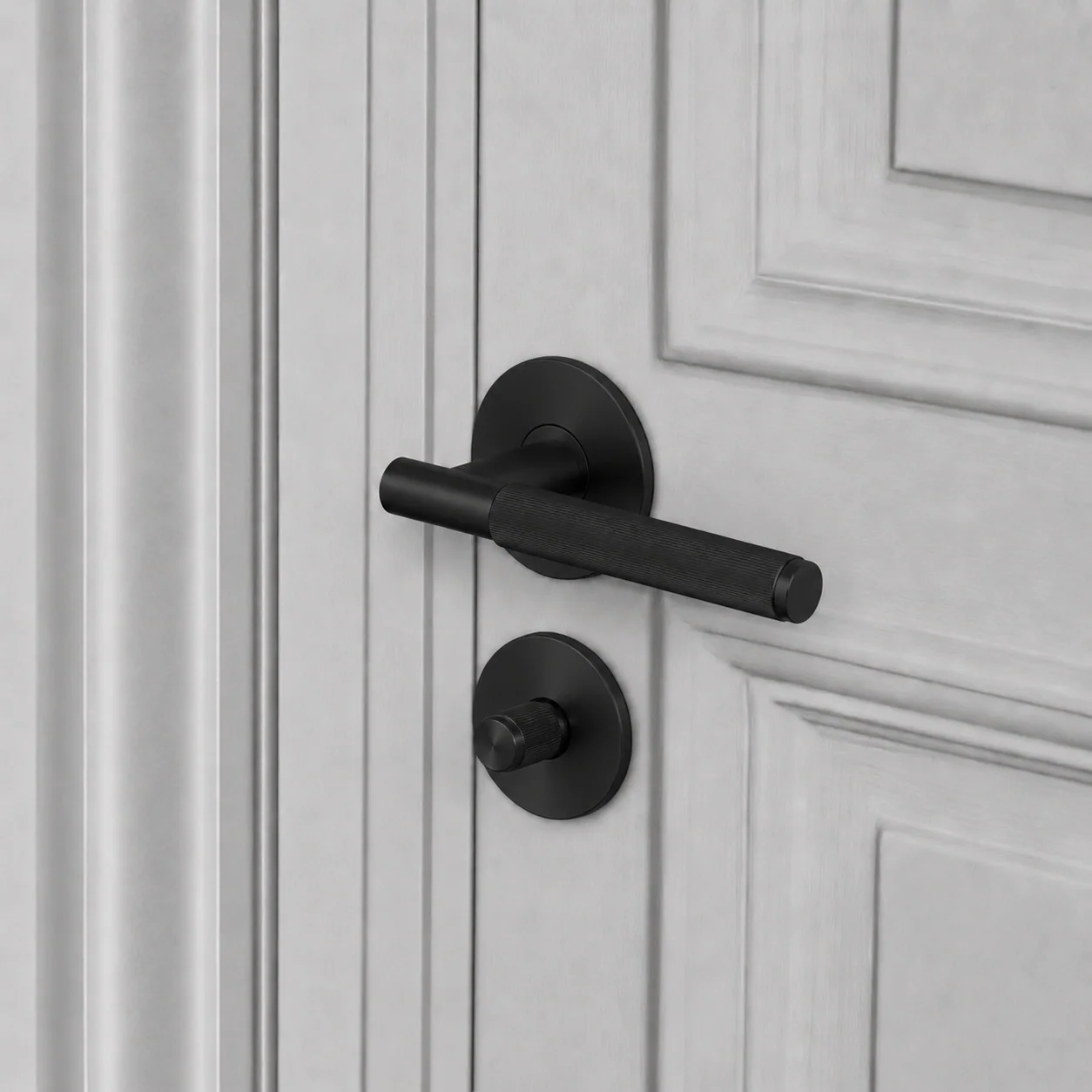 Poignée de porte à ressort moletée linéaire / Ensemble serrure LINEAR + THUMBTURN