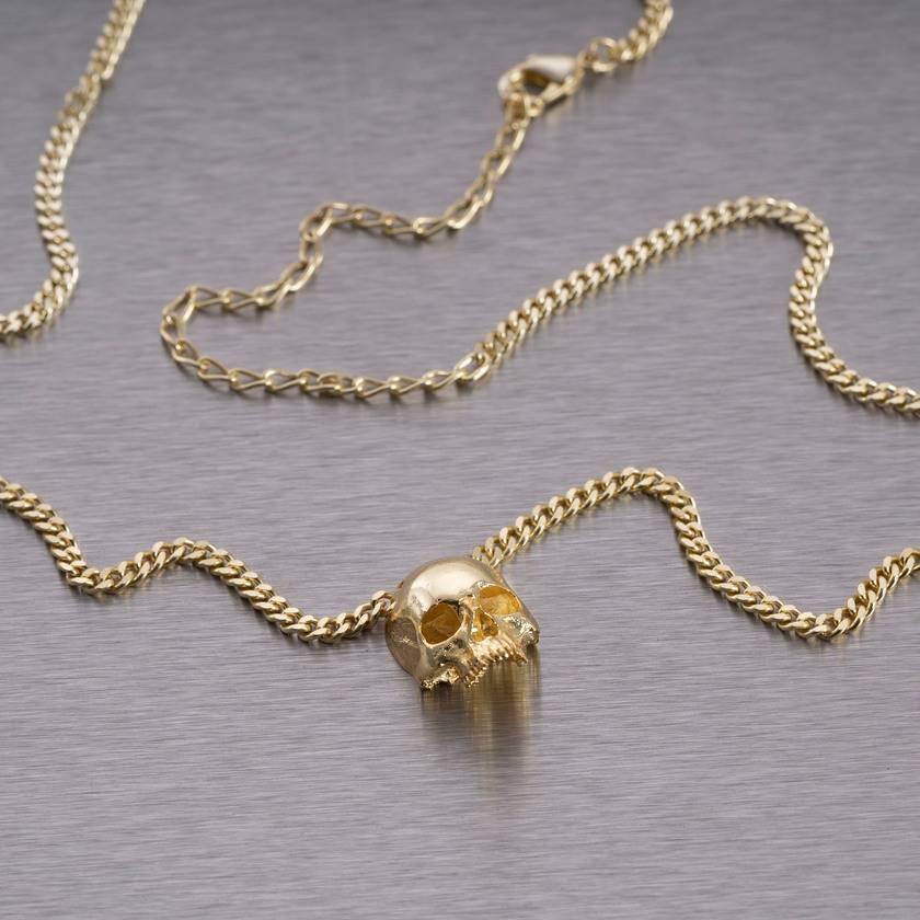 Skull NECKLACE / TRAVIS BARKER Kalung Logam Cor dengan Rantai