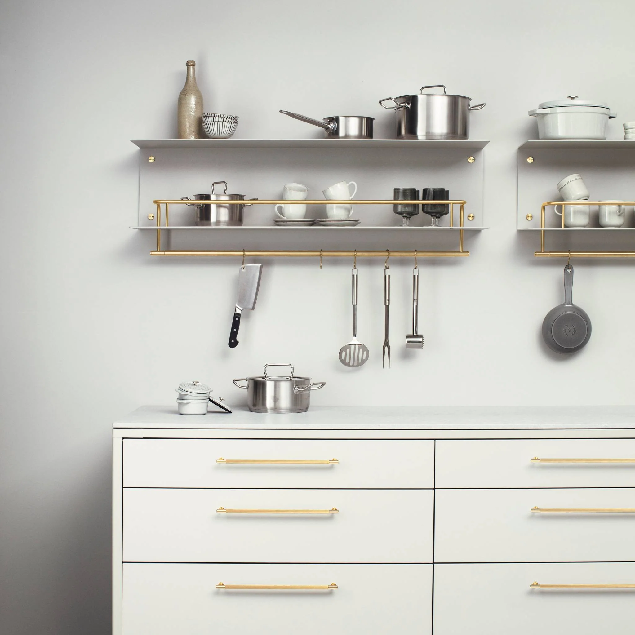 KITCHEN SHELF / HANGER / WITHOUT LOGO / STONE Kitchen Shelf With Pan Rail