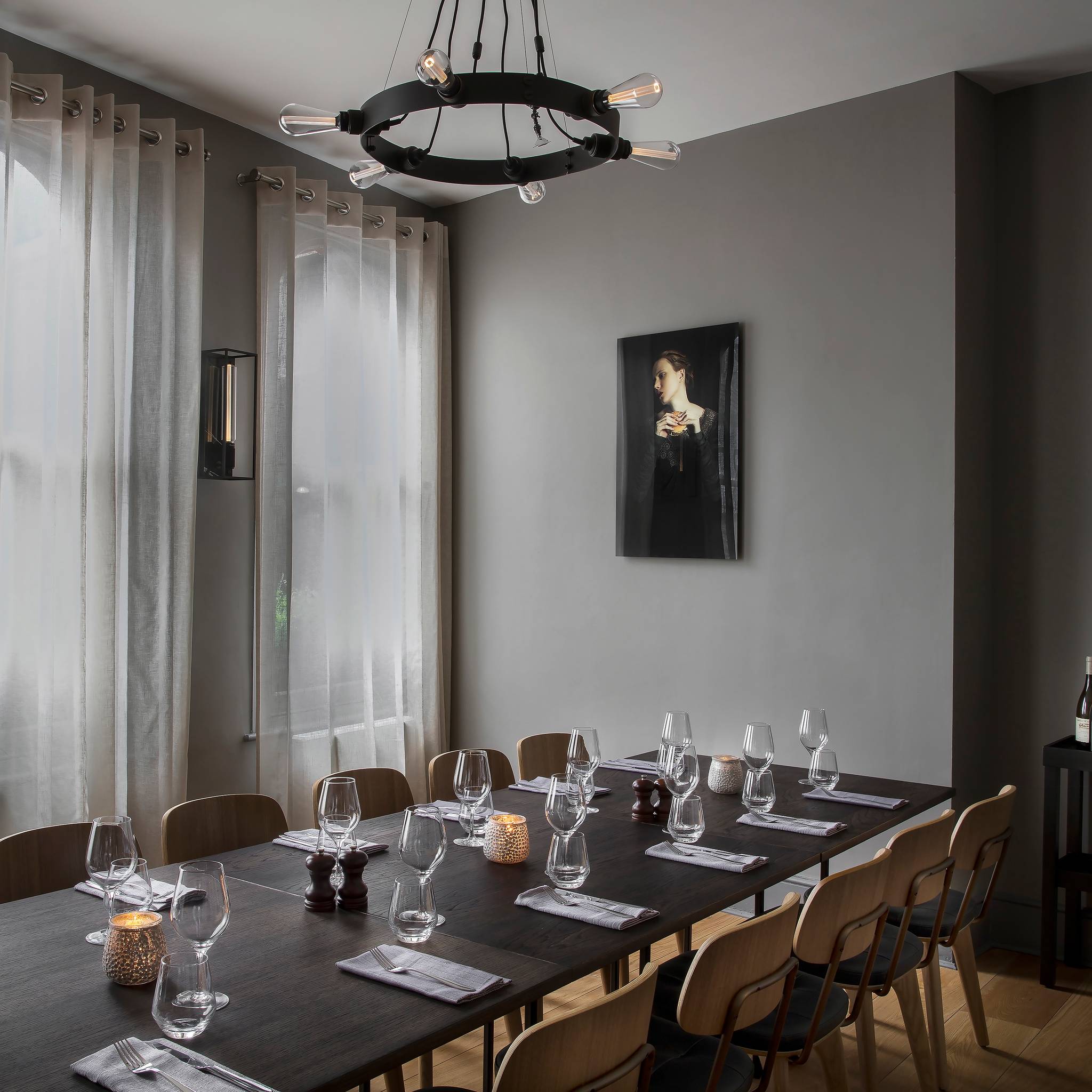 Hero Light Cross GRAPHITE Chandelier with Six Pendants