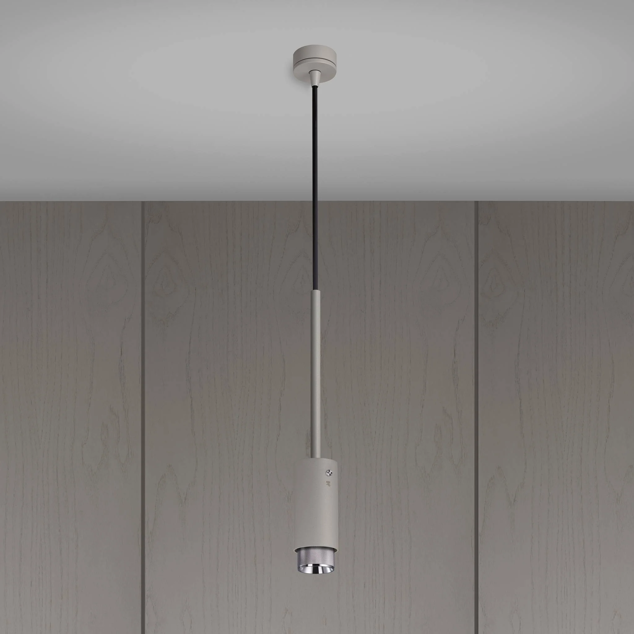 EXHAUST PENDANT Lampu Sorot Gantung dengan Baffle Cross Knurl dalam Warna Stone