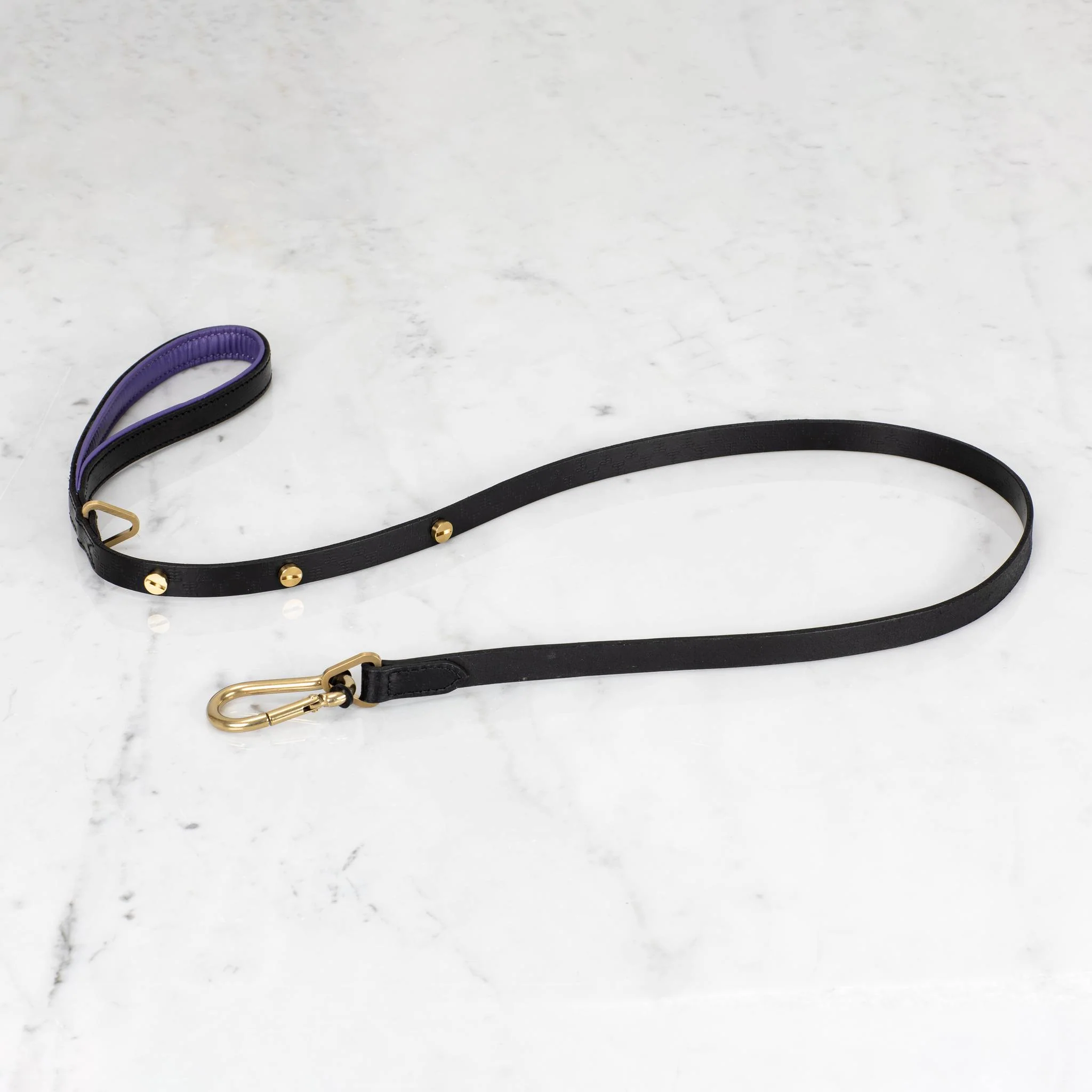 Dog Lead / Cross / Black / PURPLE with Metal Coin Screws