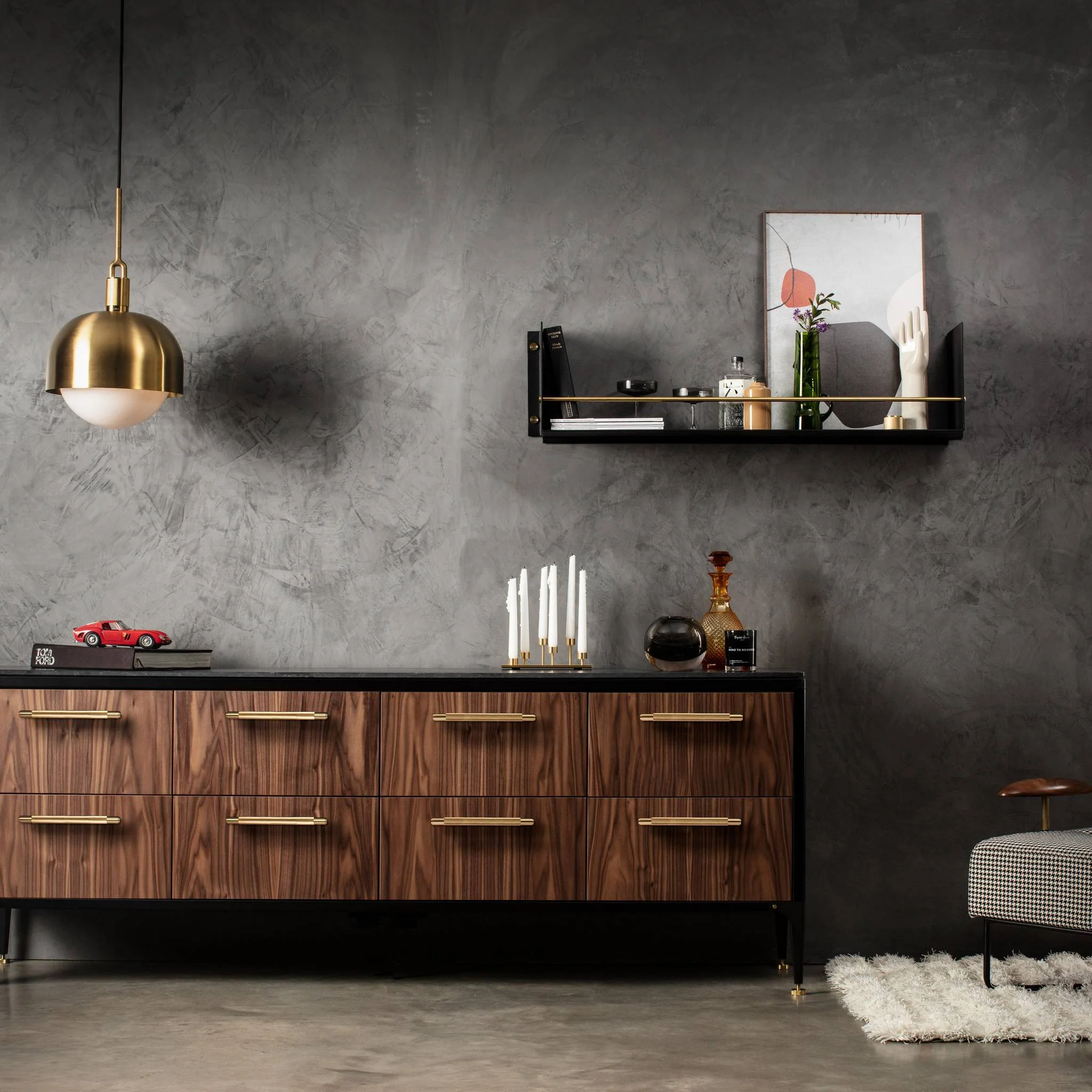KITCHEN Prateleira com calha GIRDER em preto