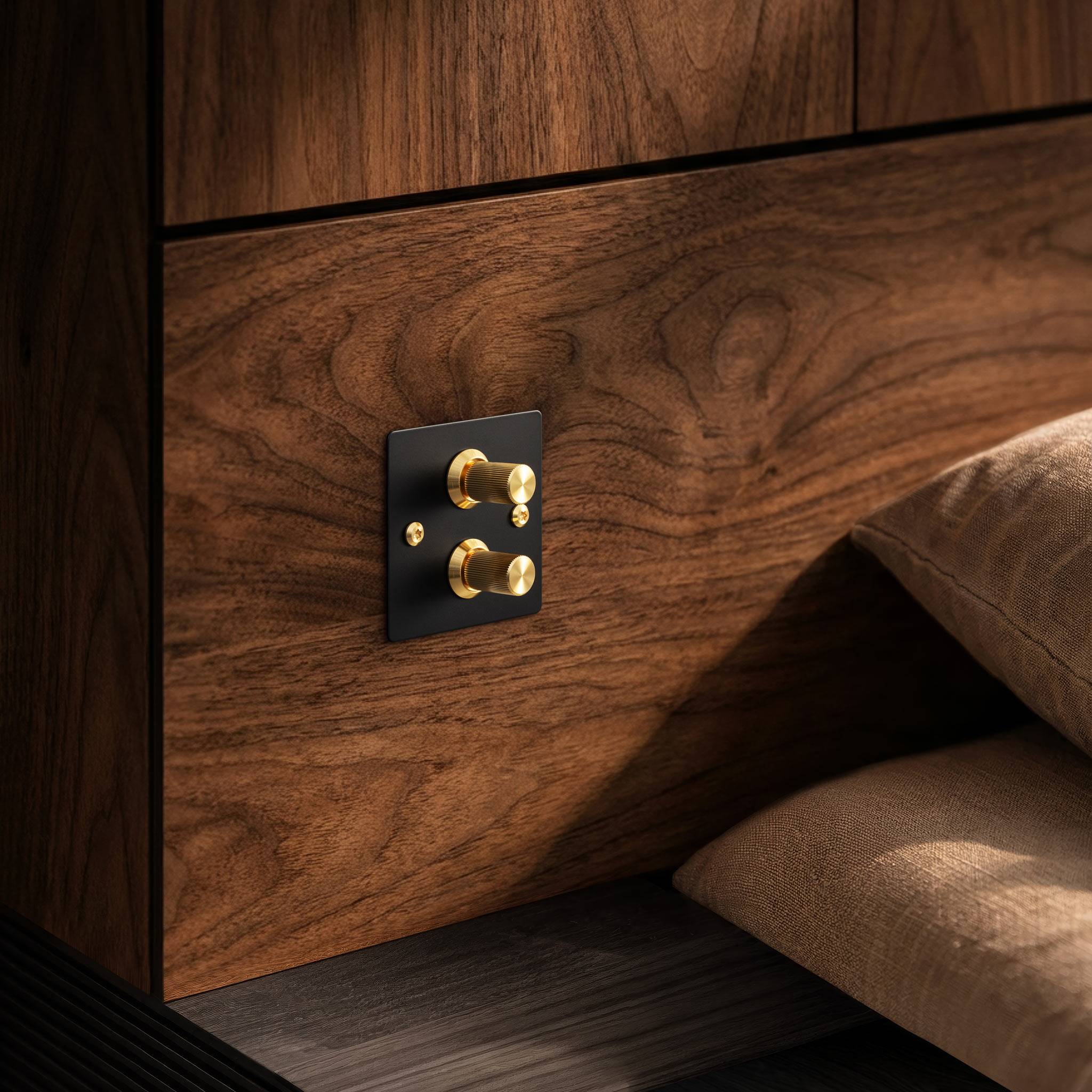 1G Wandplaat Gebouwd voor 2 DIMMERS Modules in Massief Metaal