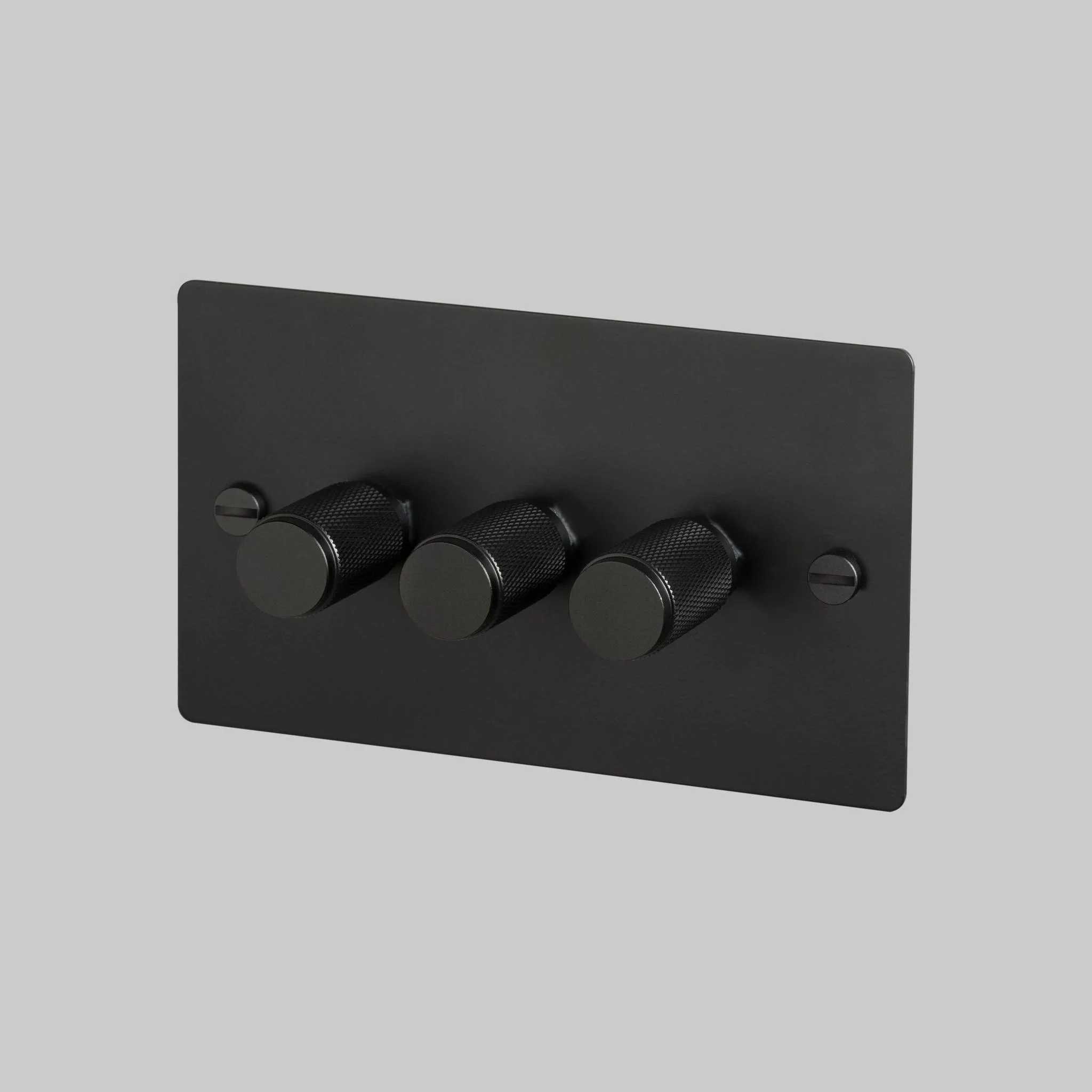 Black 3G Dimmer Switch with DIMMER 120W Cross Detail in Solid Metal
