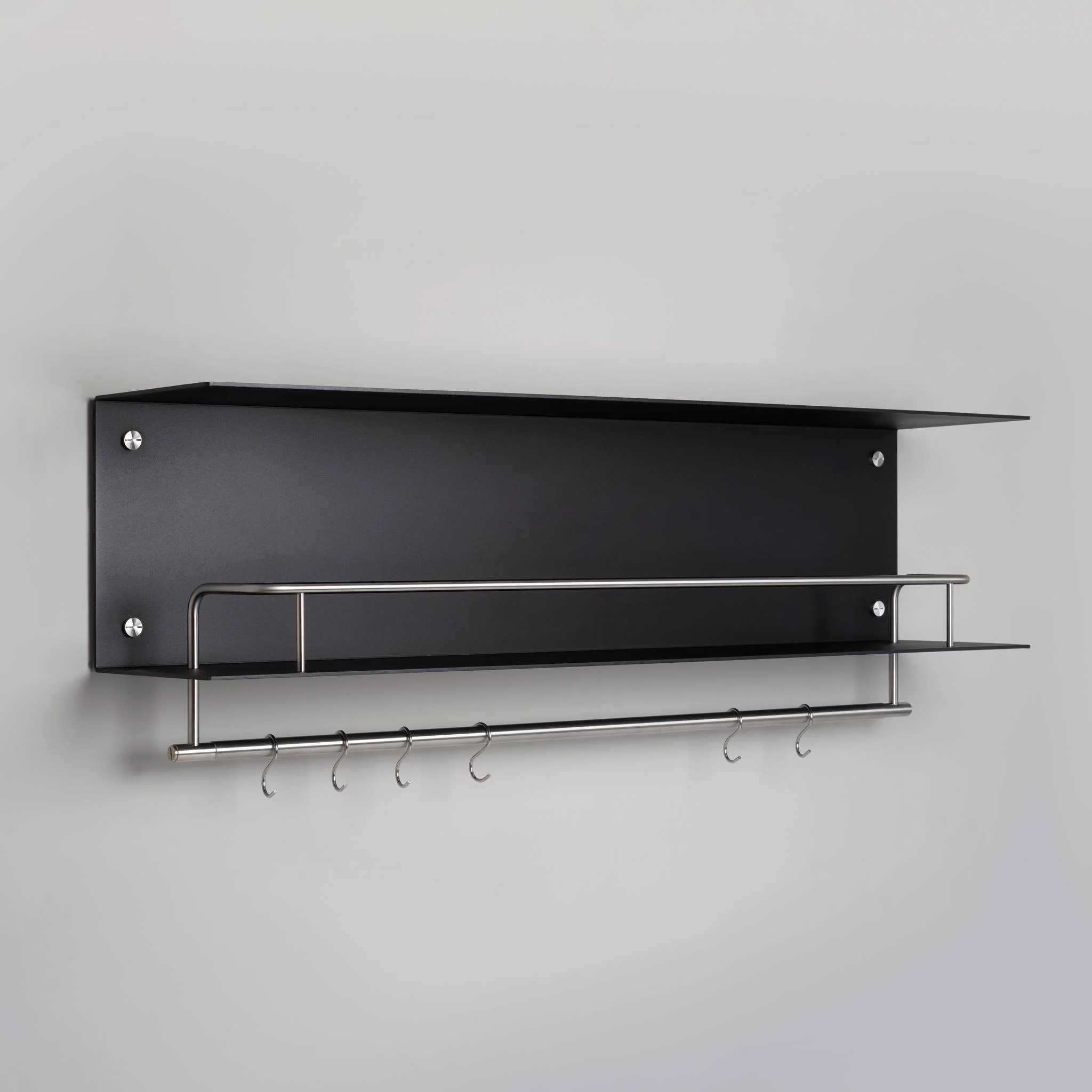 KITCHEN Kitchen Shelf with HANGER Guard Rail and WITHOUT Pan Rail in Black