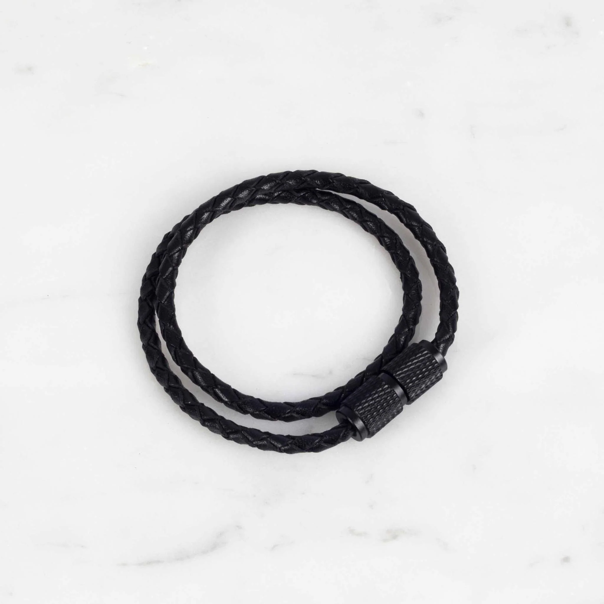 DOUBLE BRACELET Double Bracelet with Black Leather Rope
