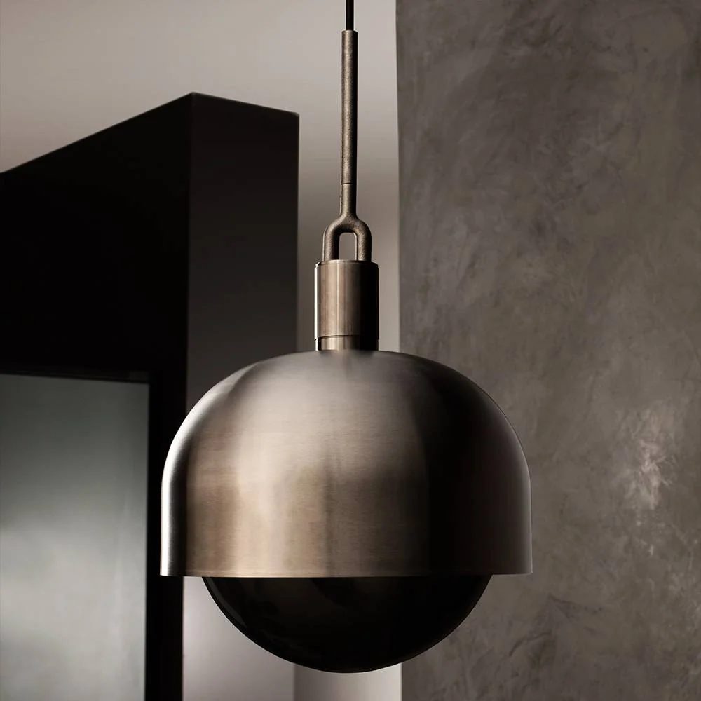 Suspension FORKED PENDANT / LINEAR / SHADE / GLOBE / SMOKED / LARGE