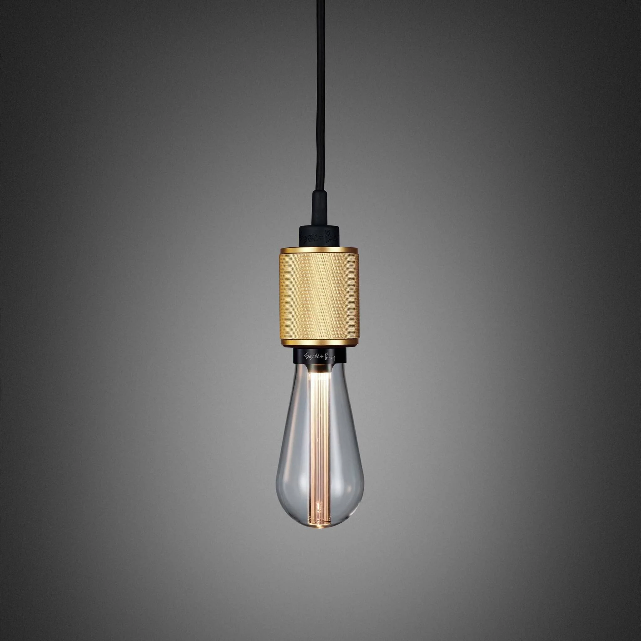 Lampada a Sospensione Cross-Knurl Heavy Metal con Cavo Nero Opaco